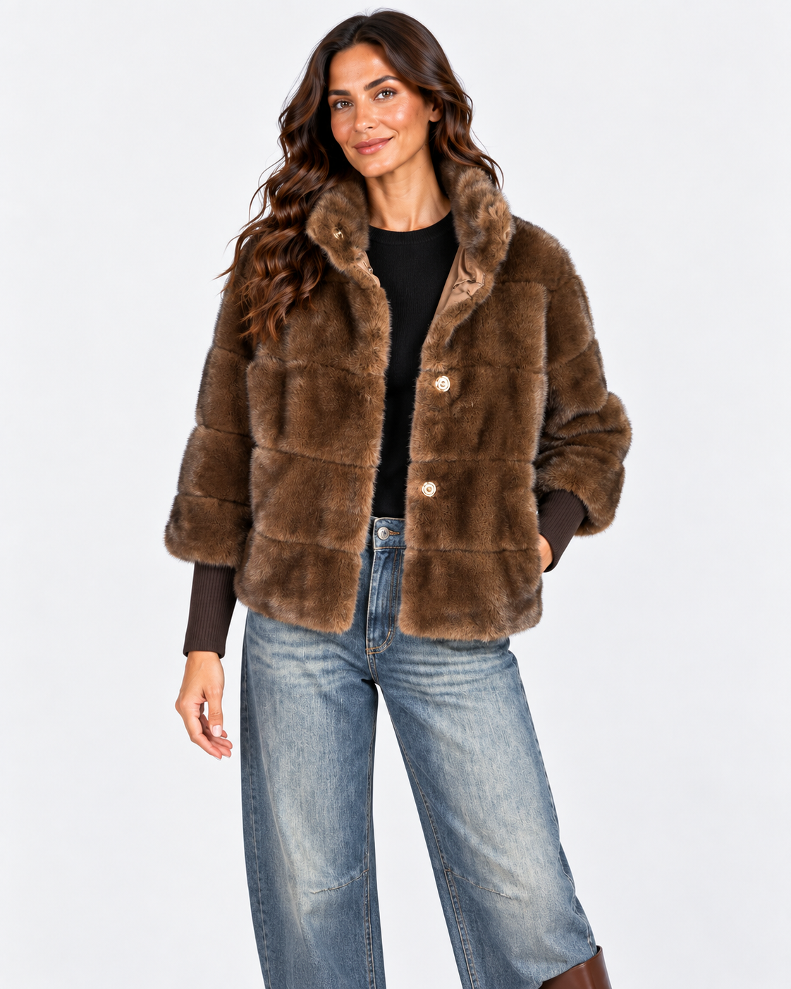 Dixie ecopelliccia corta donna color visone
