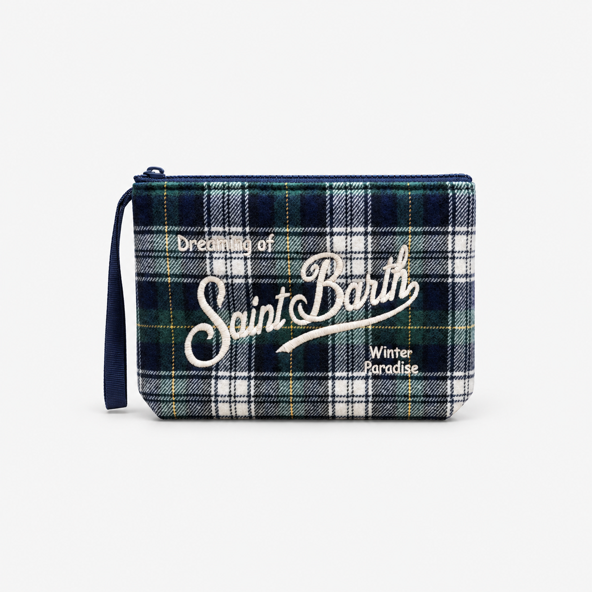 MC2 Saint Barth Pochette Uomo Aline Wool Tartan Blu e Verde