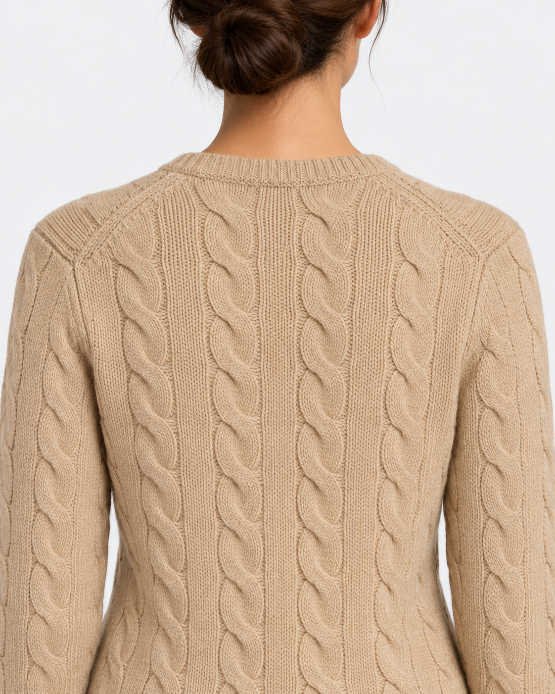 Cardigan in lana e cashmere a trecce beige