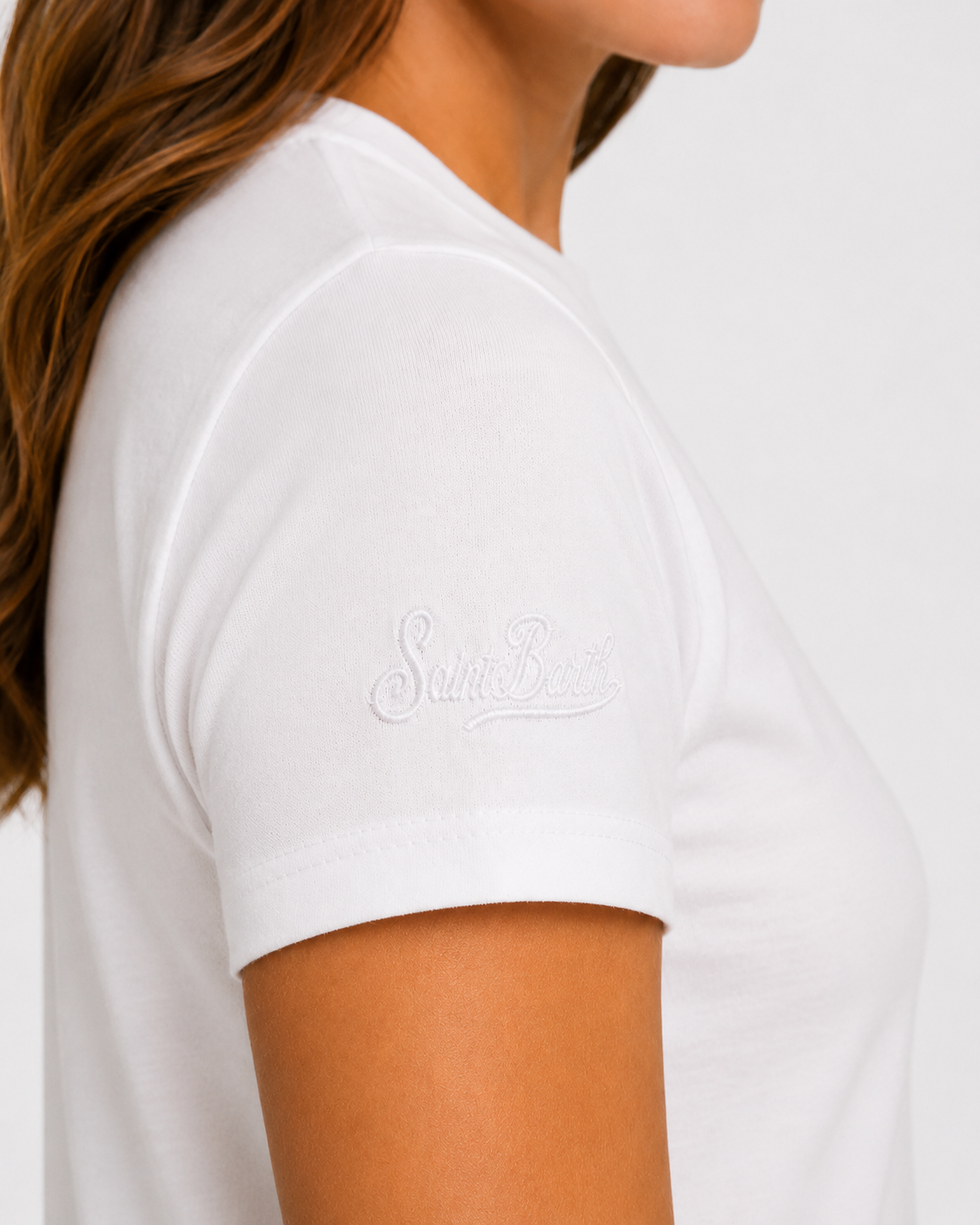 T-shirt Emilie bianca con ricamo cherry martini  strass