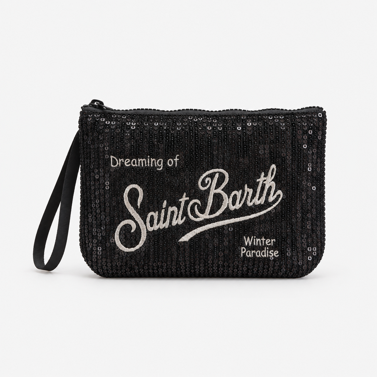MC2 Saint Barth Pochette Donna Aline in Velluto Nero con Paillettes