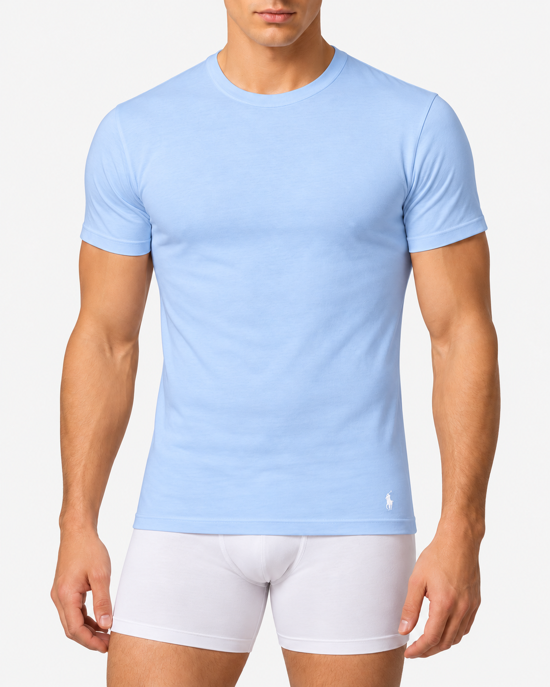 Polo Ralph Lauren Confezione 3 T-shirt Uomo in Cotone Bianco Azzurro e Blu