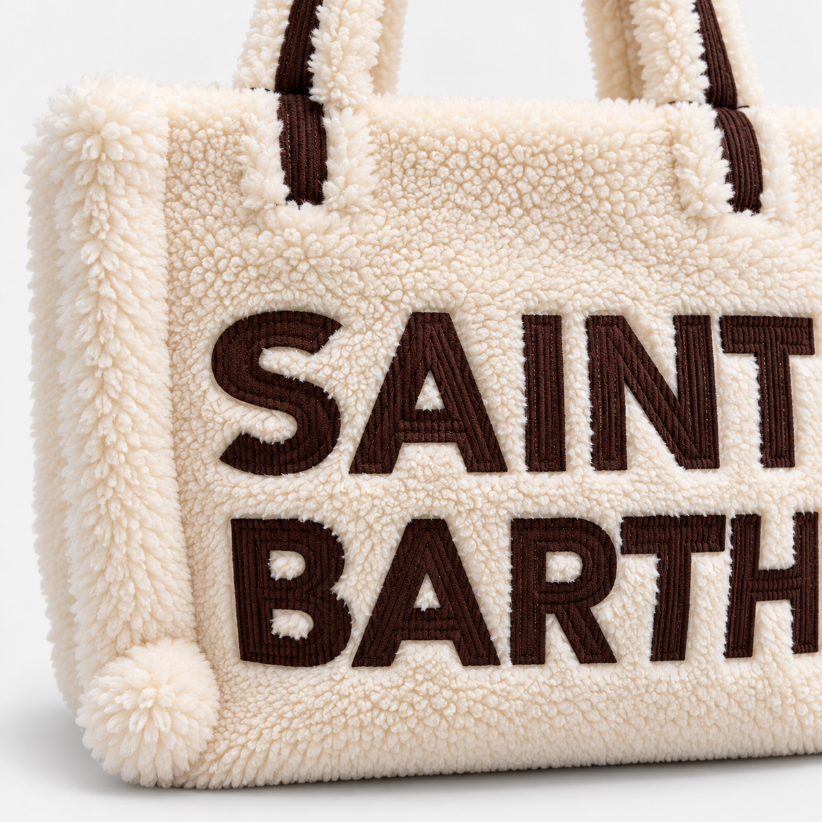 MC2 Saint Barth Borsa Donna Vanity Teddy Panna con Maxi Logo Marrone