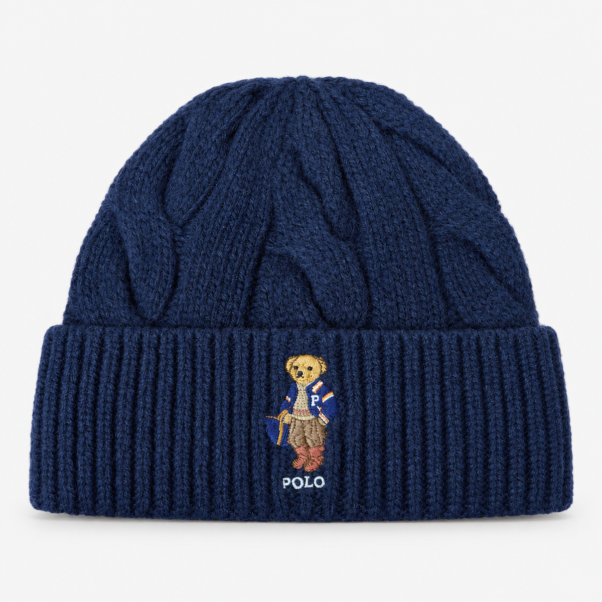 Polo Ralph Lauren Berretto Donna Polo Bear a Trecce Blu Navy