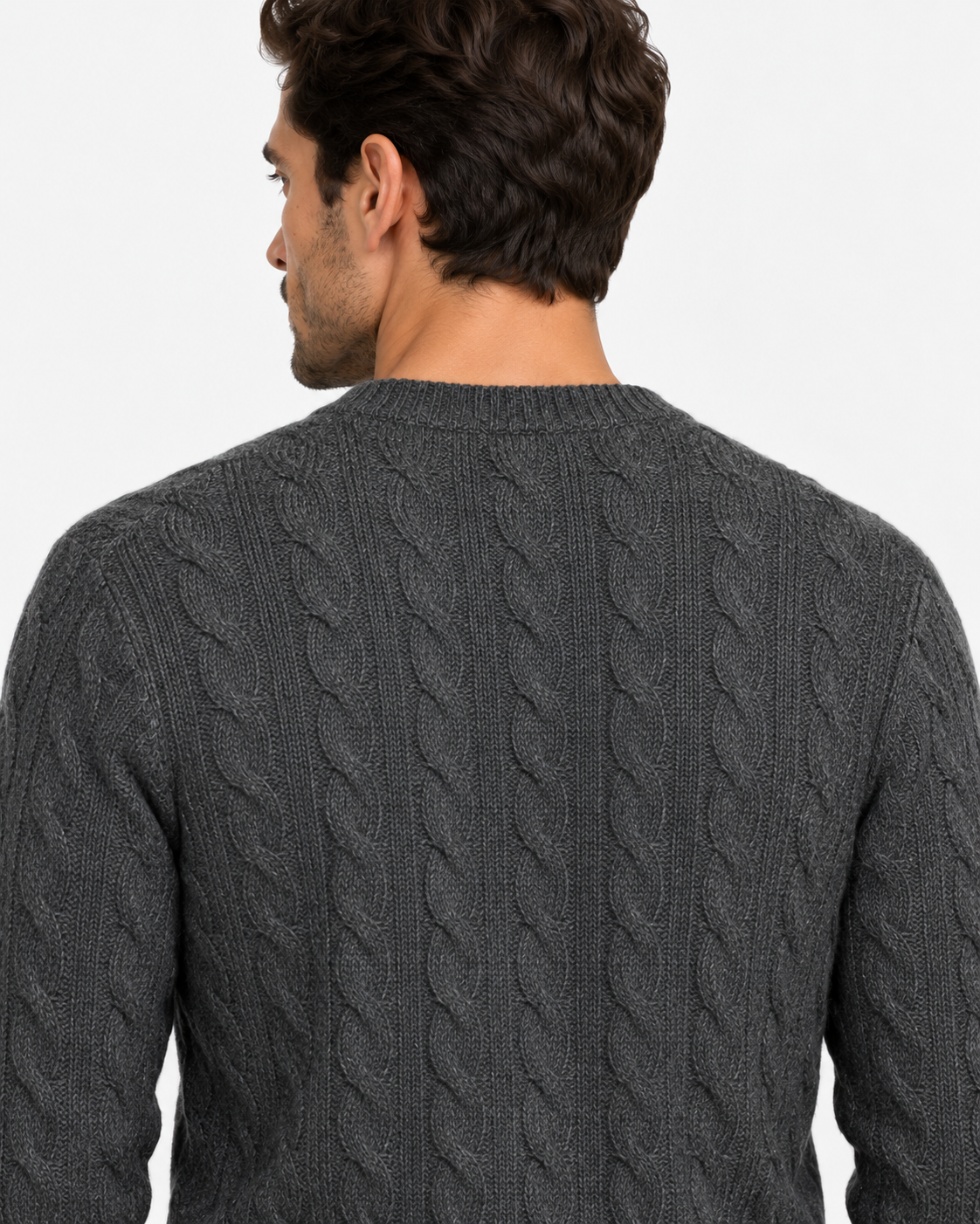 Polo Ralph Lauren Maglia Uomo a Trecce Antracite in Lana e Cashmere