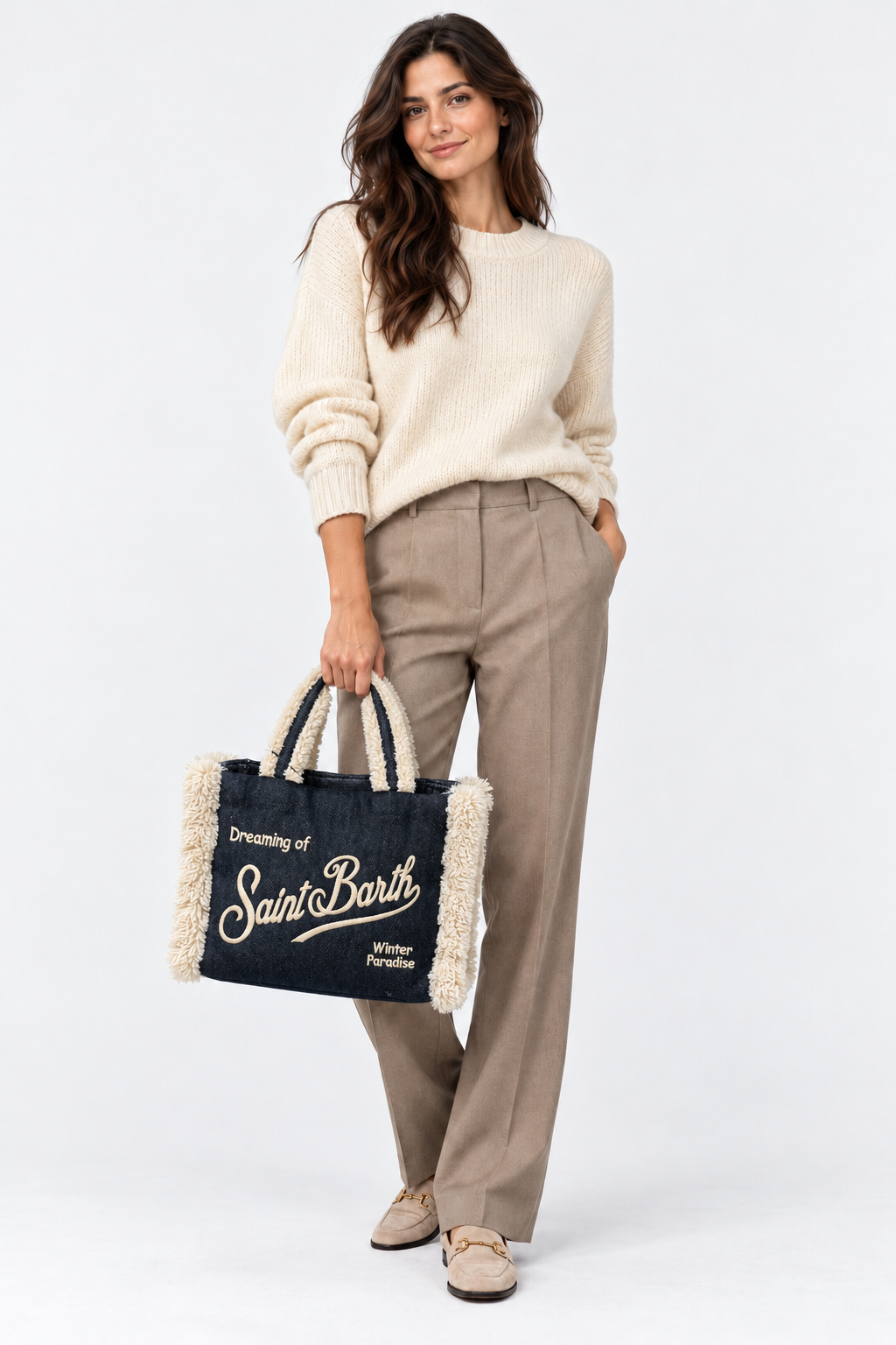 MC2 Saint Barth Borsa Donna Colette Denim Scuro con Dettagli Teddy