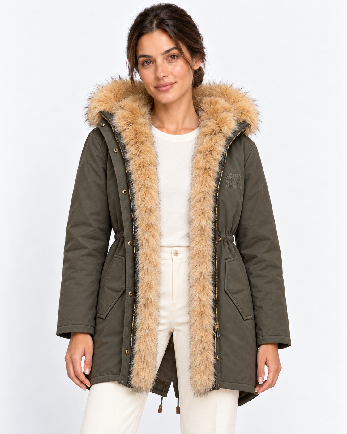 MC2 Saint Barth Parka Donna Brenna Verde Militare