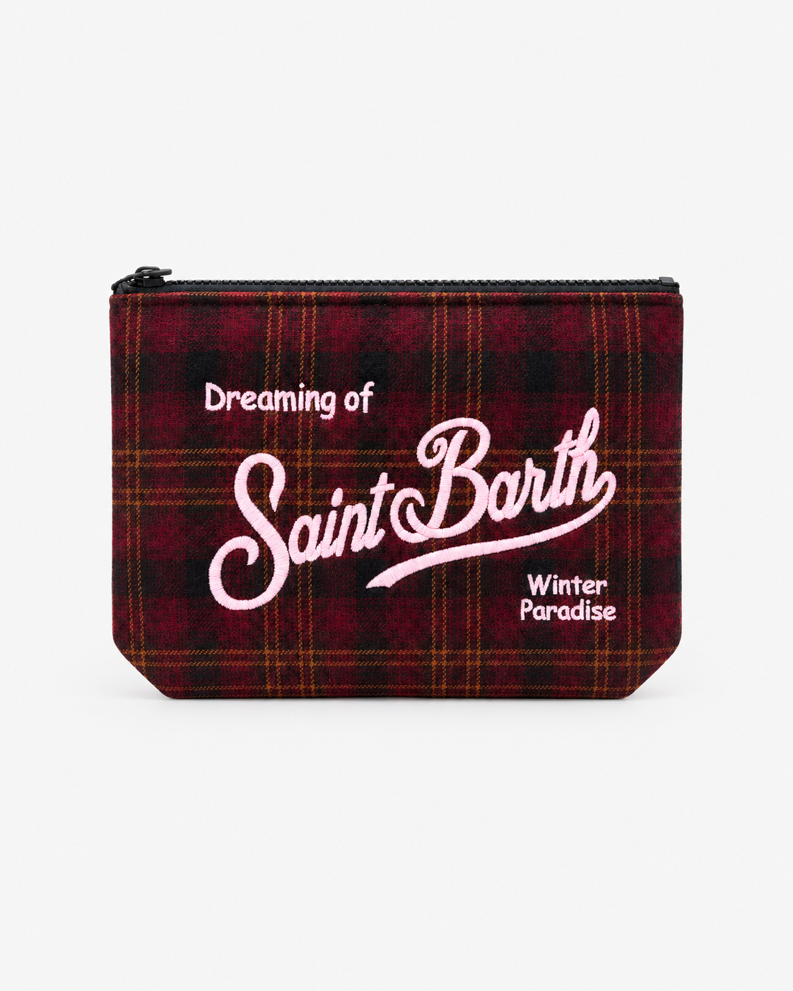 MC2 Saint Barth Pochette Donna Aline Wool Tartan Bordeaux