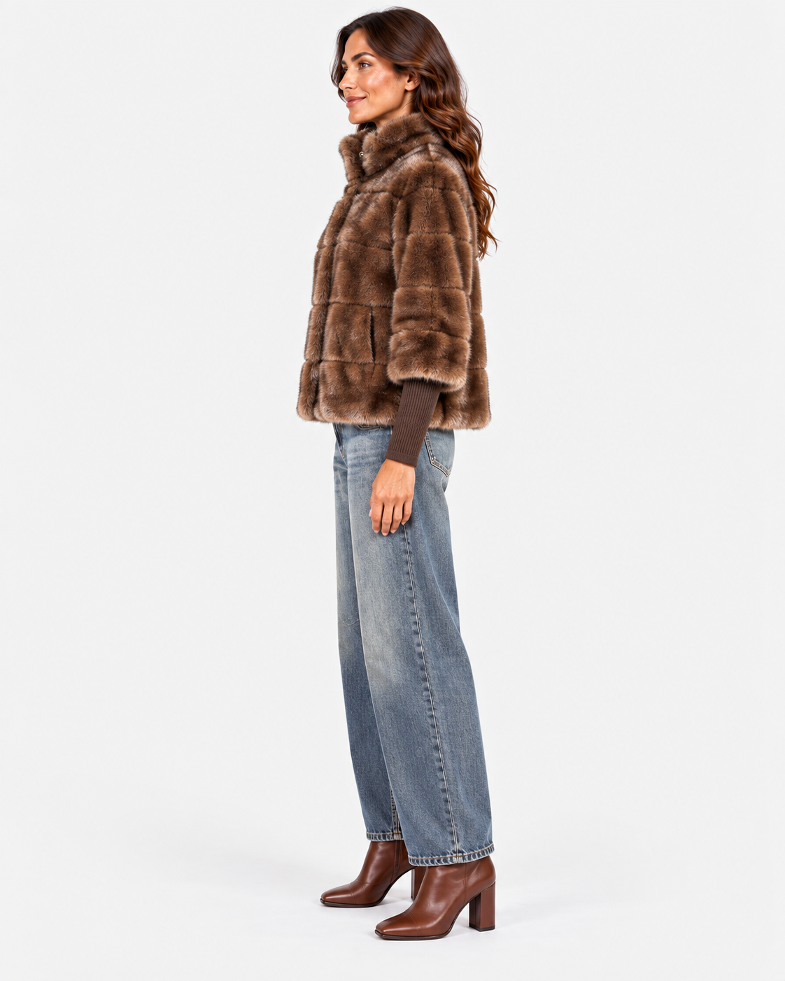 Dixie ecopelliccia corta donna color visone