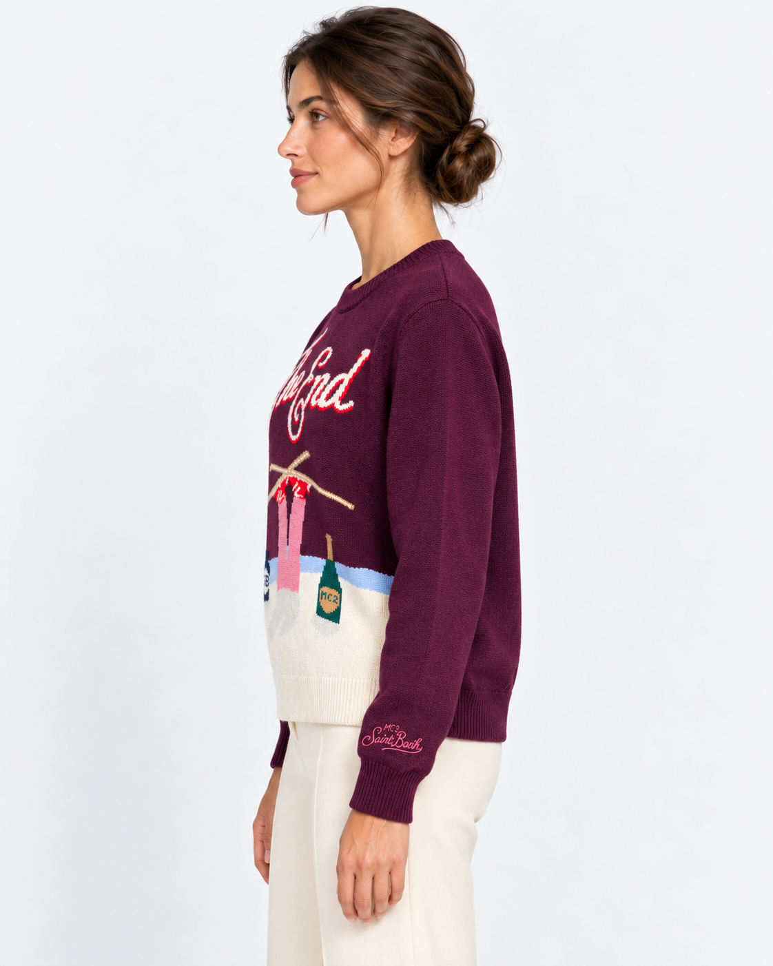 MC2 Saint Barth Maglia Donna New Queen The End Prugna in Misto Lana e Cashmere
