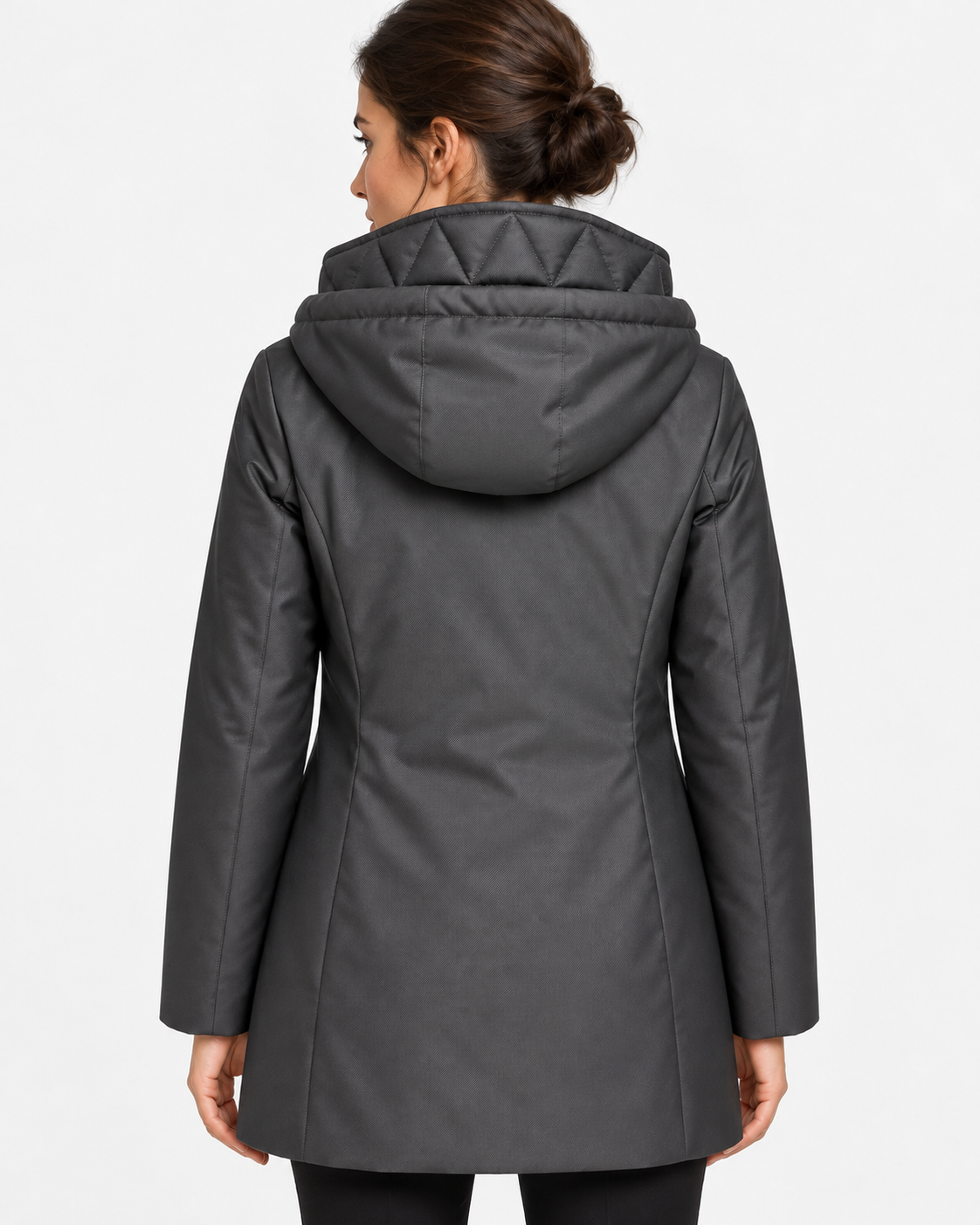 Fay Toggle Coat Donna in Gabardine Tecnico Grigio Antracite