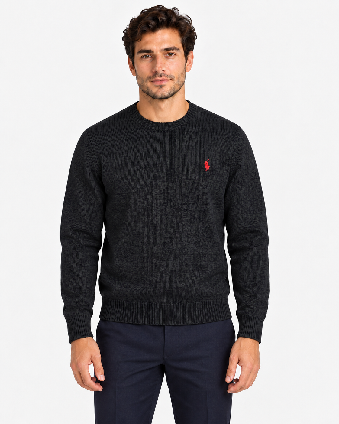 Polo Ralph Lauren Maglione Uomo Girocollo in Cotone Black