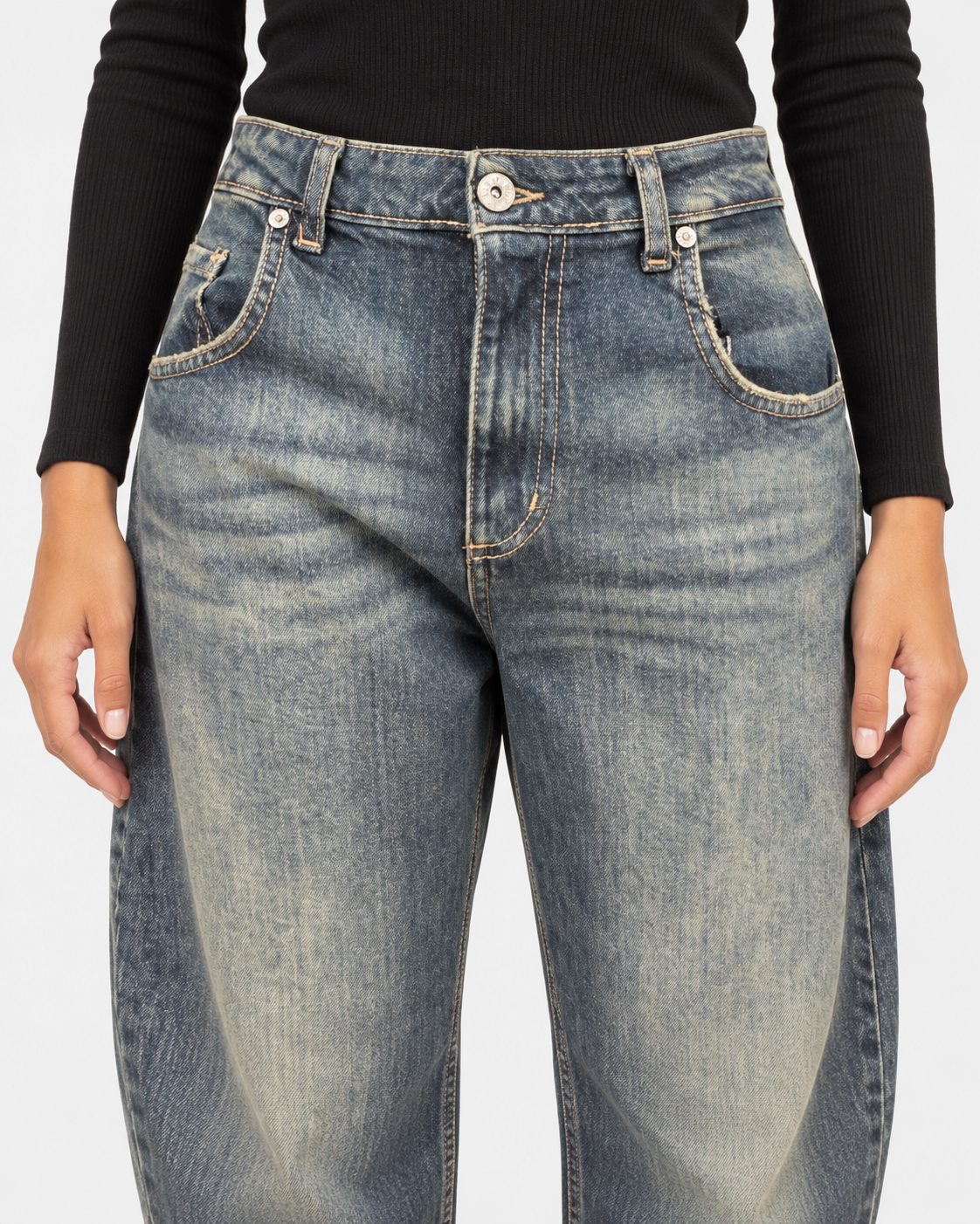 Dixie jeans barrel donna blu slavato a vita alta