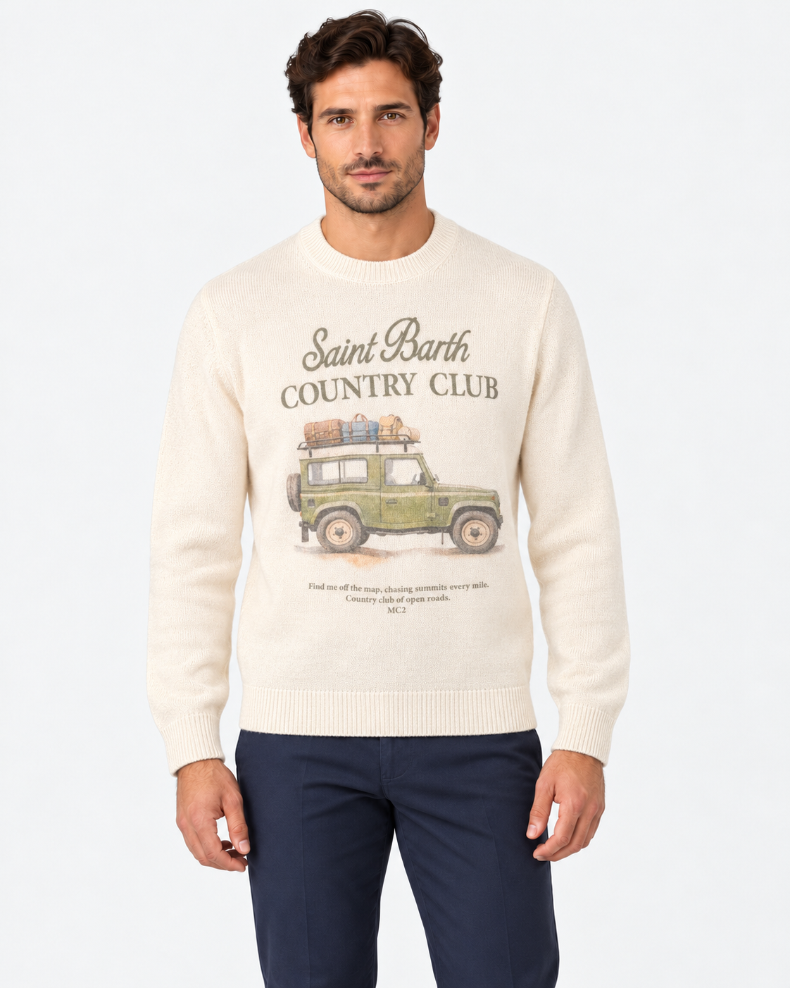 MC2 Saint Barth Maglia Uomo Country Roads Panna