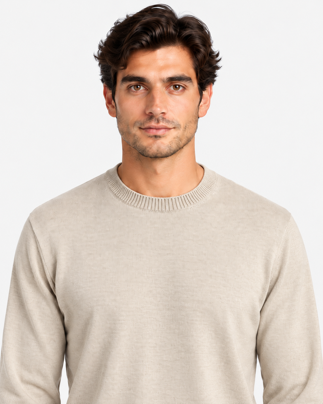 Gran Sasso Girocollo uomo in lana beige chiaro