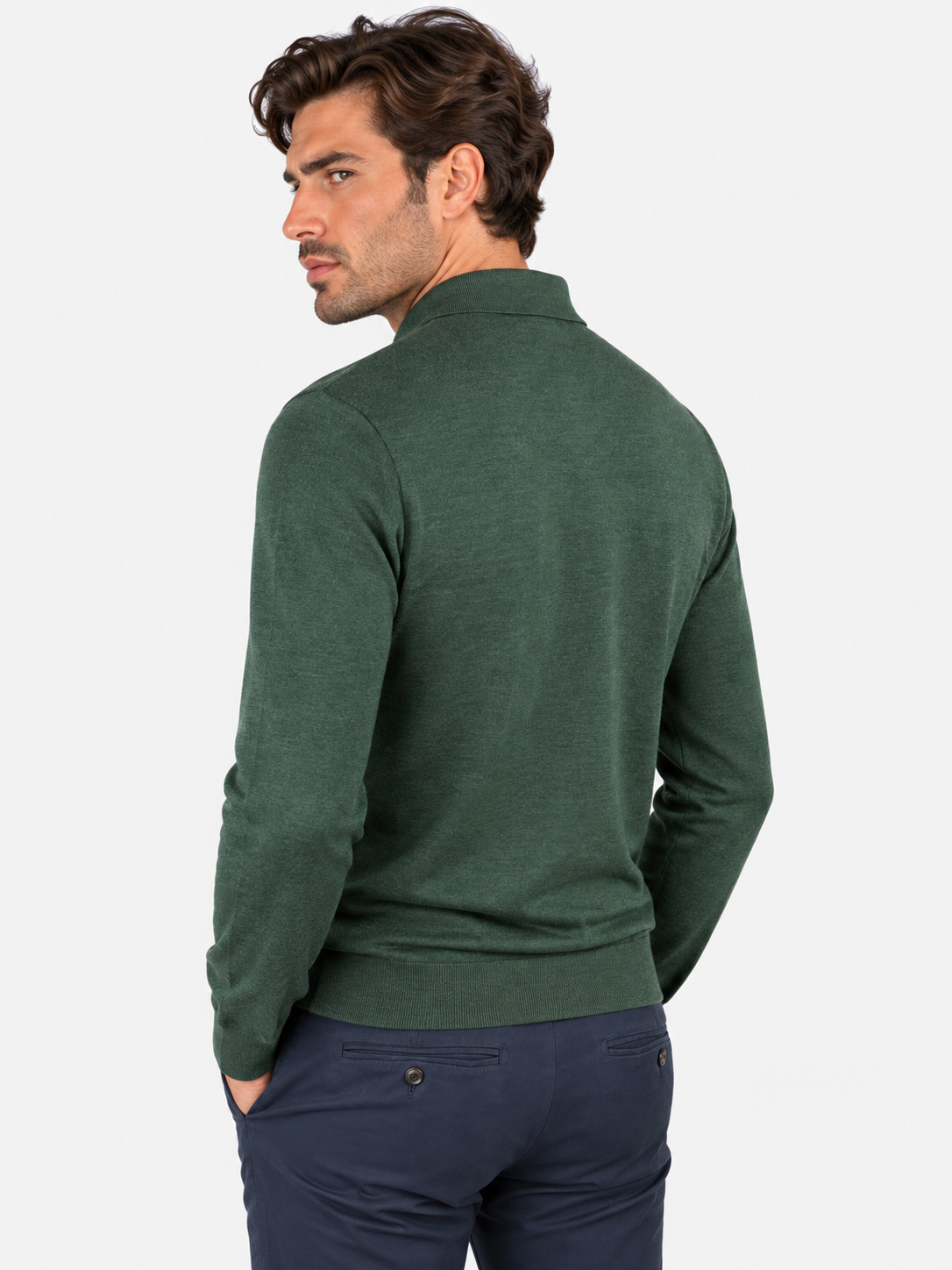 K-Way Polo Rey Wool Silk Cashmere verde Green Dk Jungle