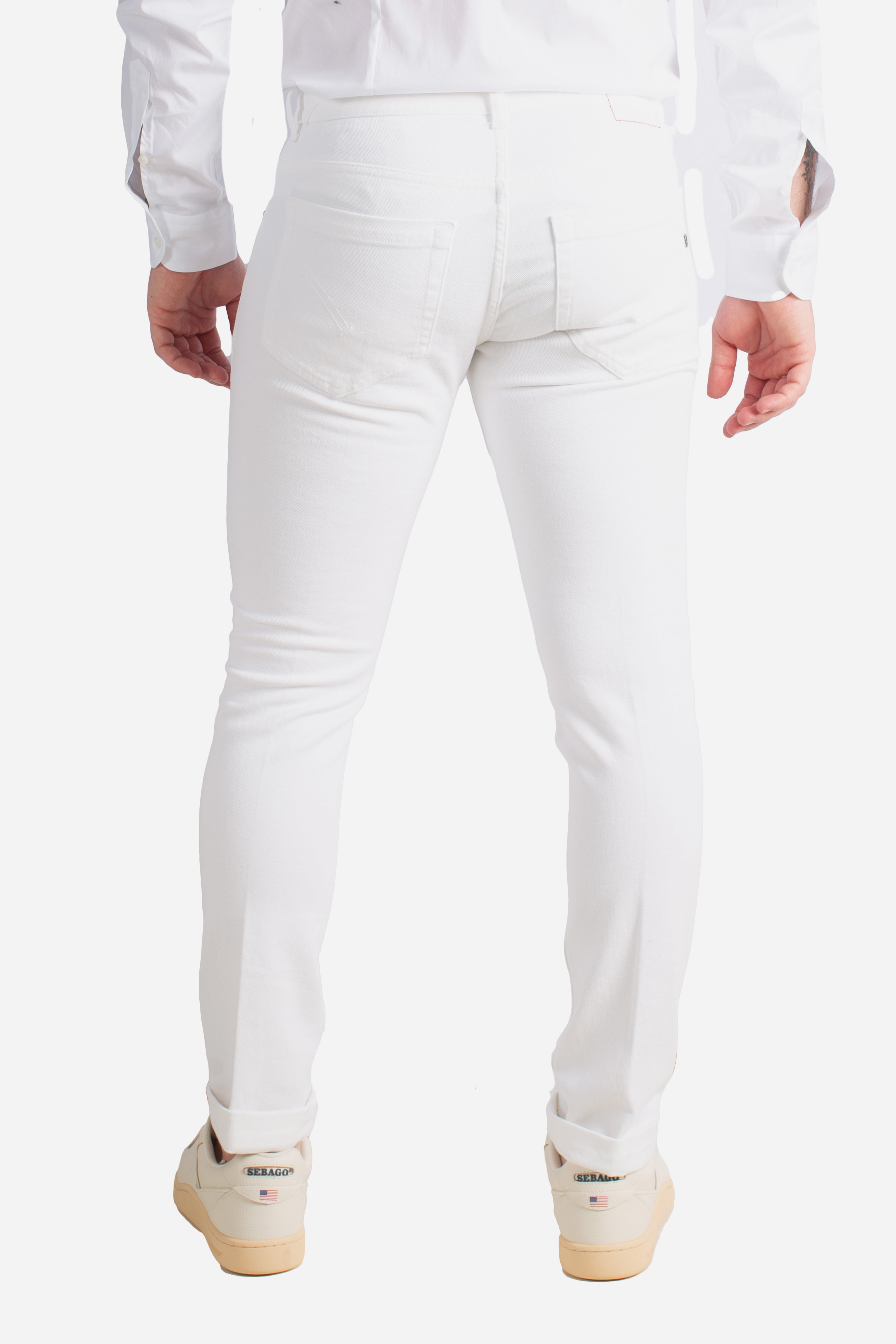 Jeans 5 tasche skinny George in bull bluesign stretch 11 oz latte