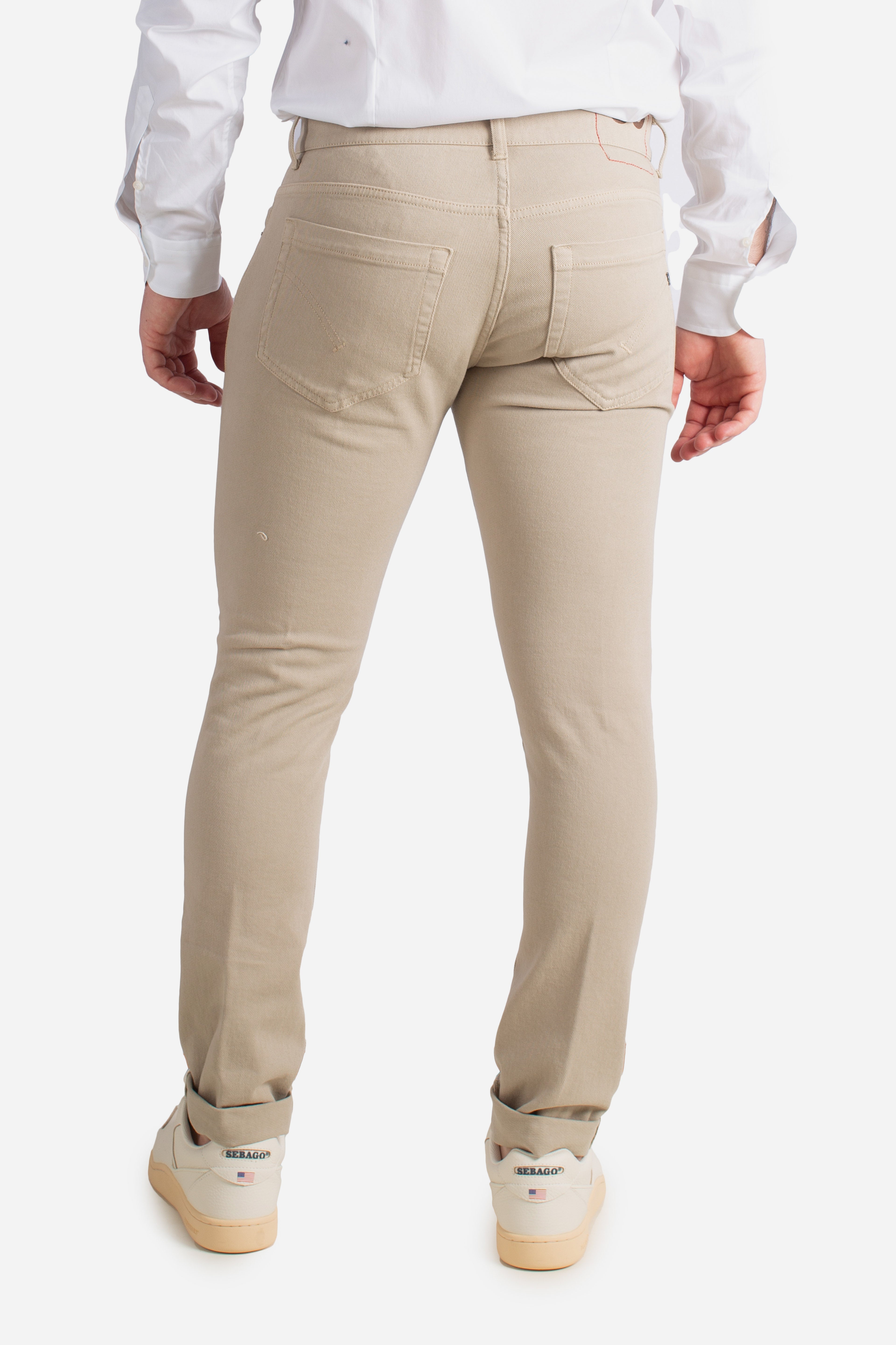 Jeans 5 tasche skinny George in bull bluesign stretch 11 oz sabbia