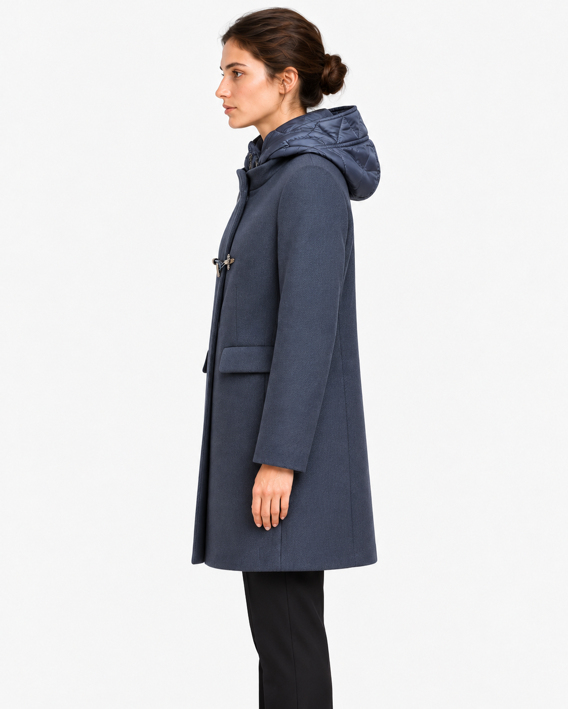 Fay Toggle Coat Donna Blu in Lana e Cashmere con Cappuccio