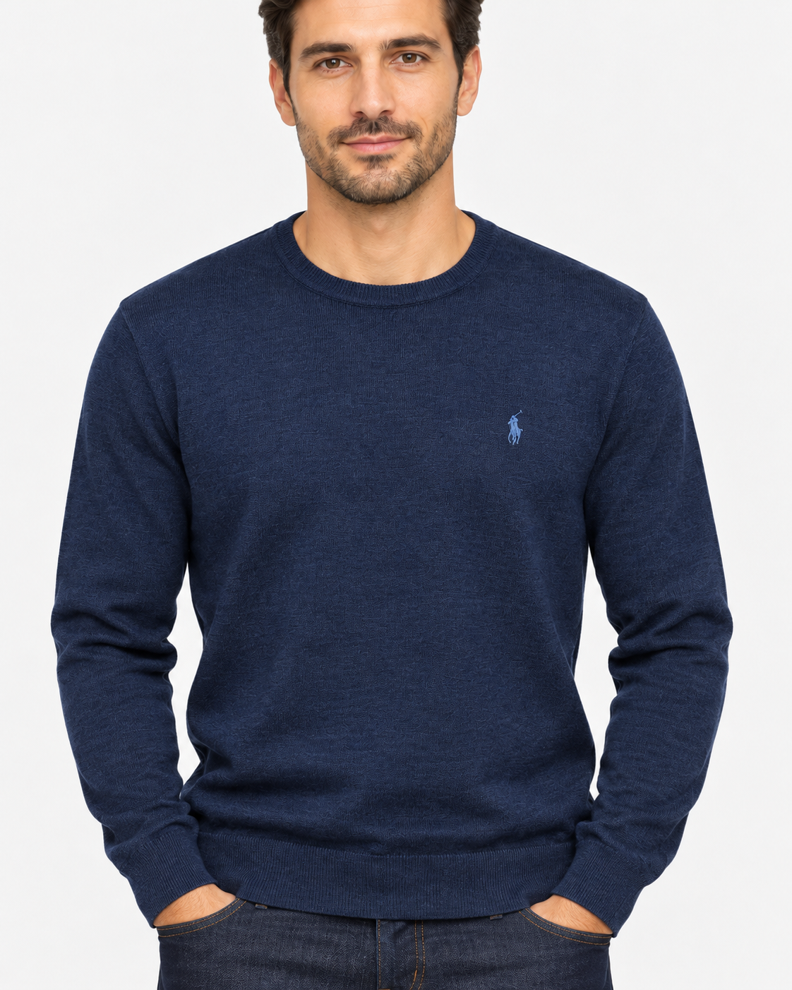 Polo Ralph Lauren Maglione Uomo Girocollo in Pura Lana Blu