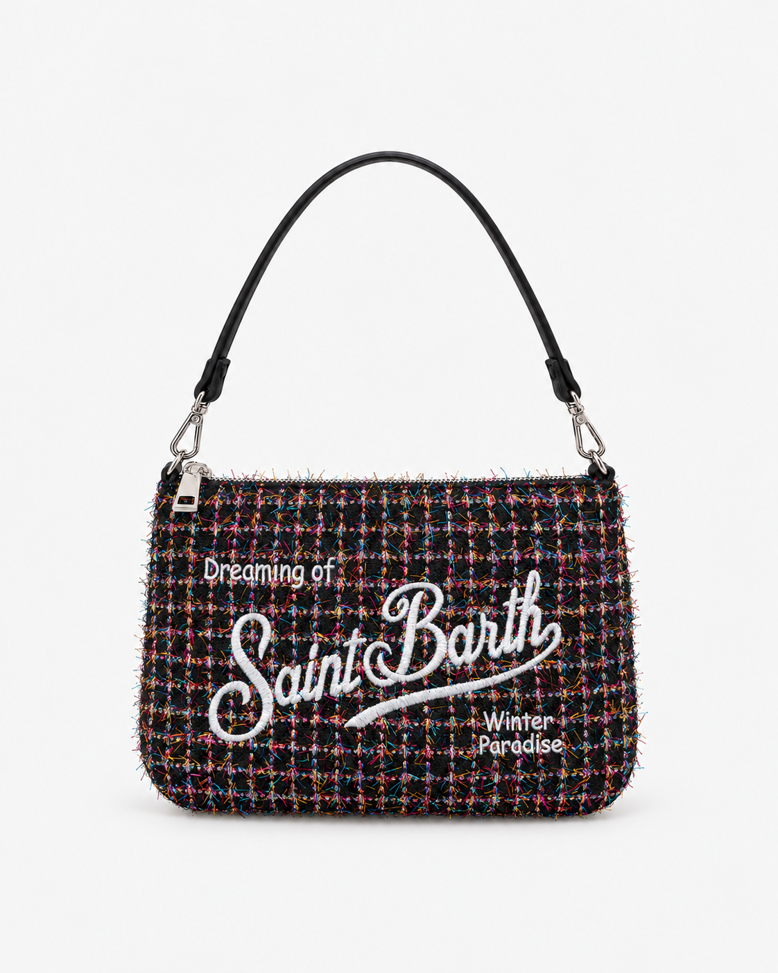 MC2 Saint Barth Borsa Donna Parisienne Mini Tweed Shiny Nero Multicolore