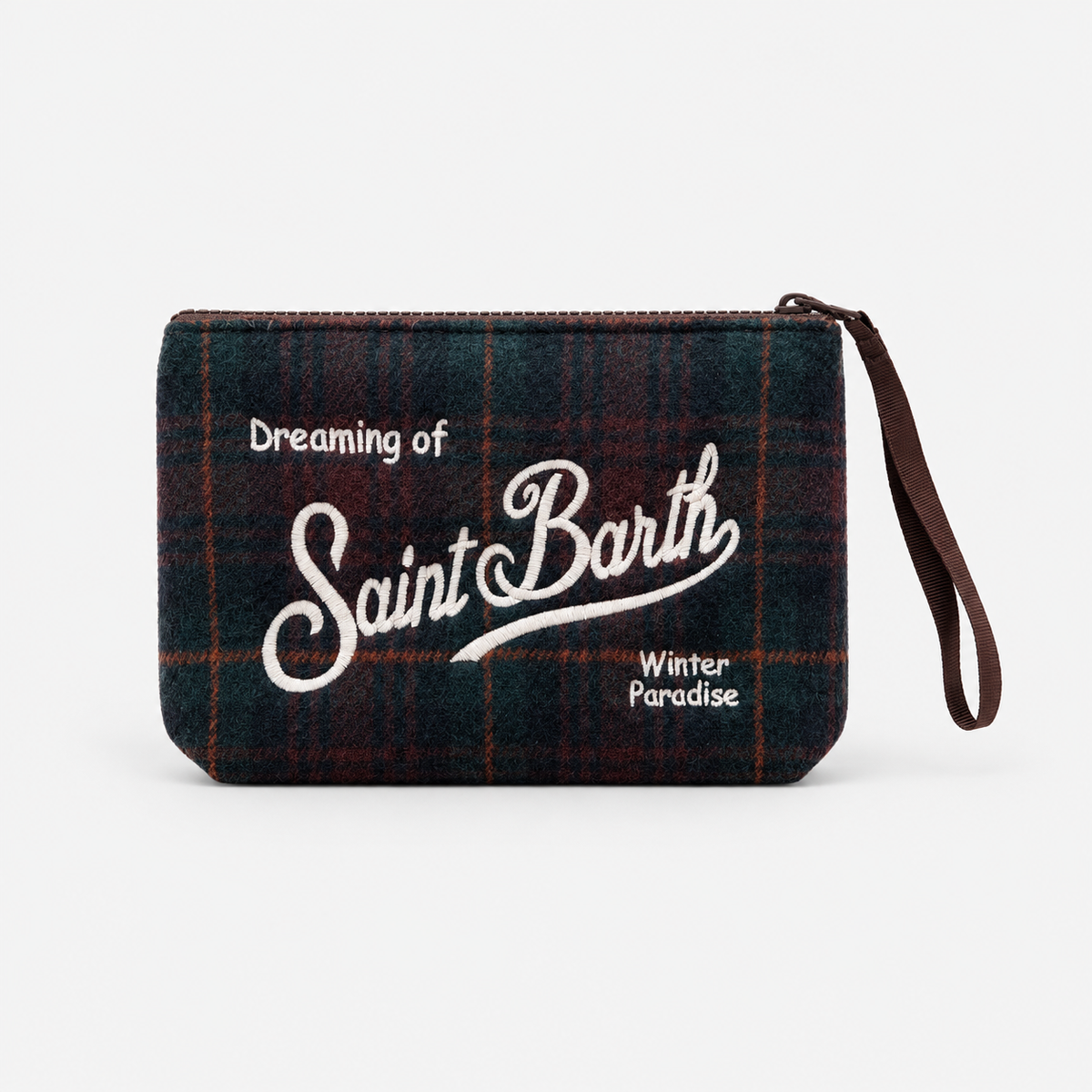 MC2 Saint Barth Pochette Donna Aline Wool Tartan Verde e Bordeaux