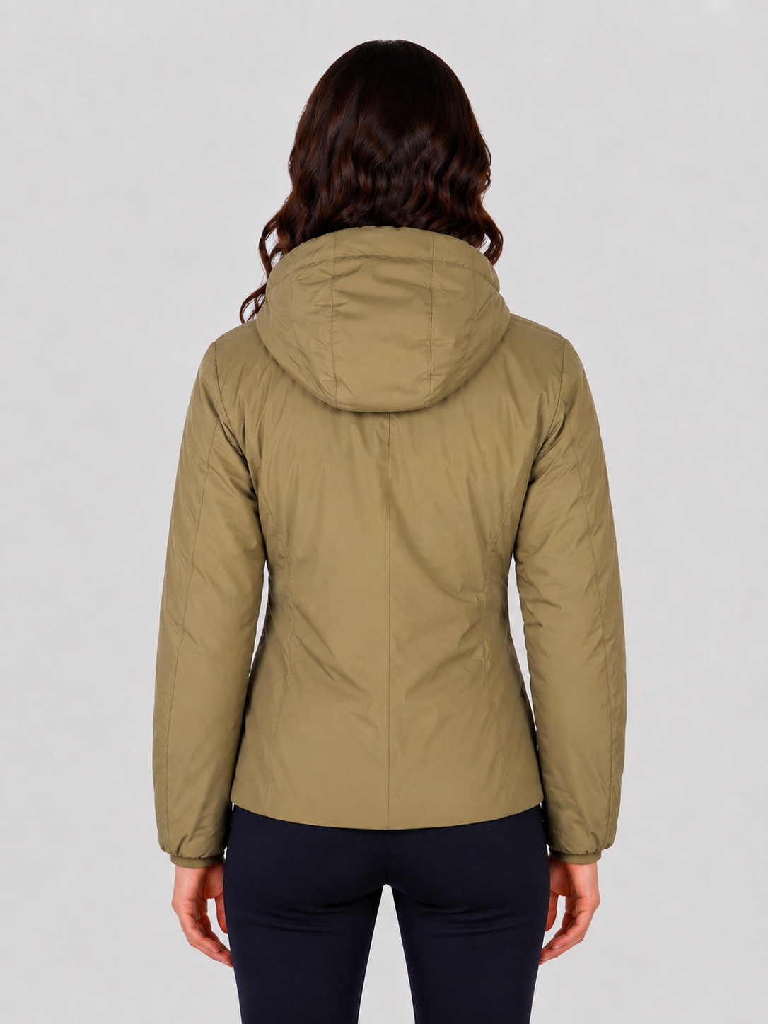 K-WAY GIUBBOTTO DONNA LILY STRETCH THERMO DOUBLE GREEN ARMY BLACK PURE