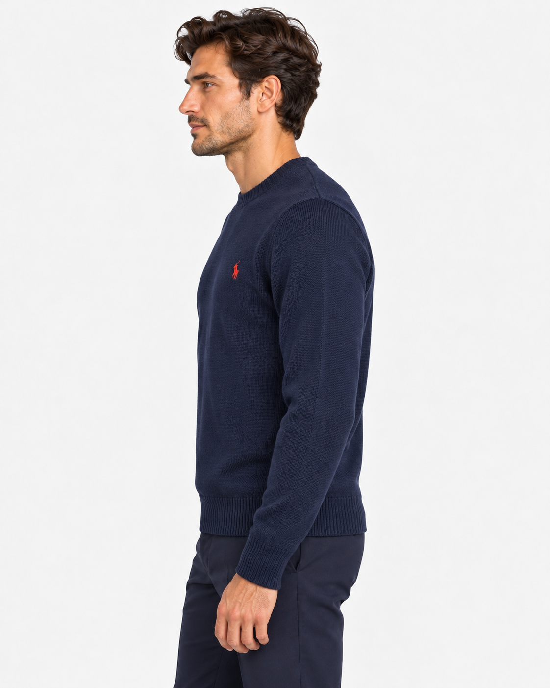 Polo Ralph Lauren Maglione Uomo Girocollo in Cotone Blu
