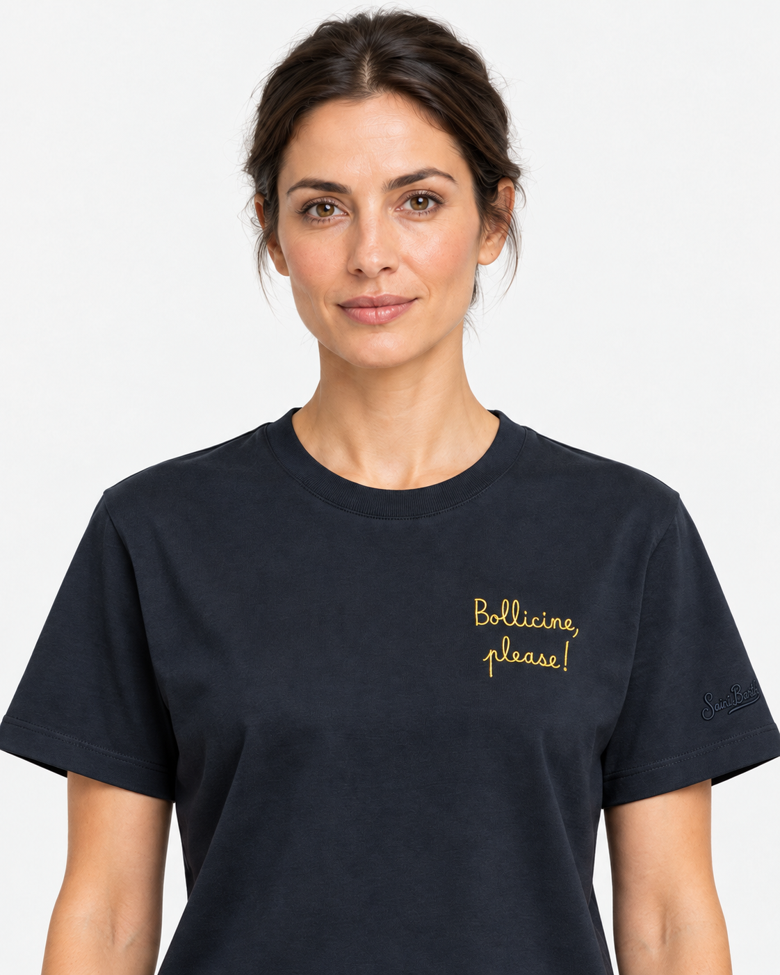 MC2 Saint Barth T-shirt Donna Emilie Bollicine Please in Cotone NERO