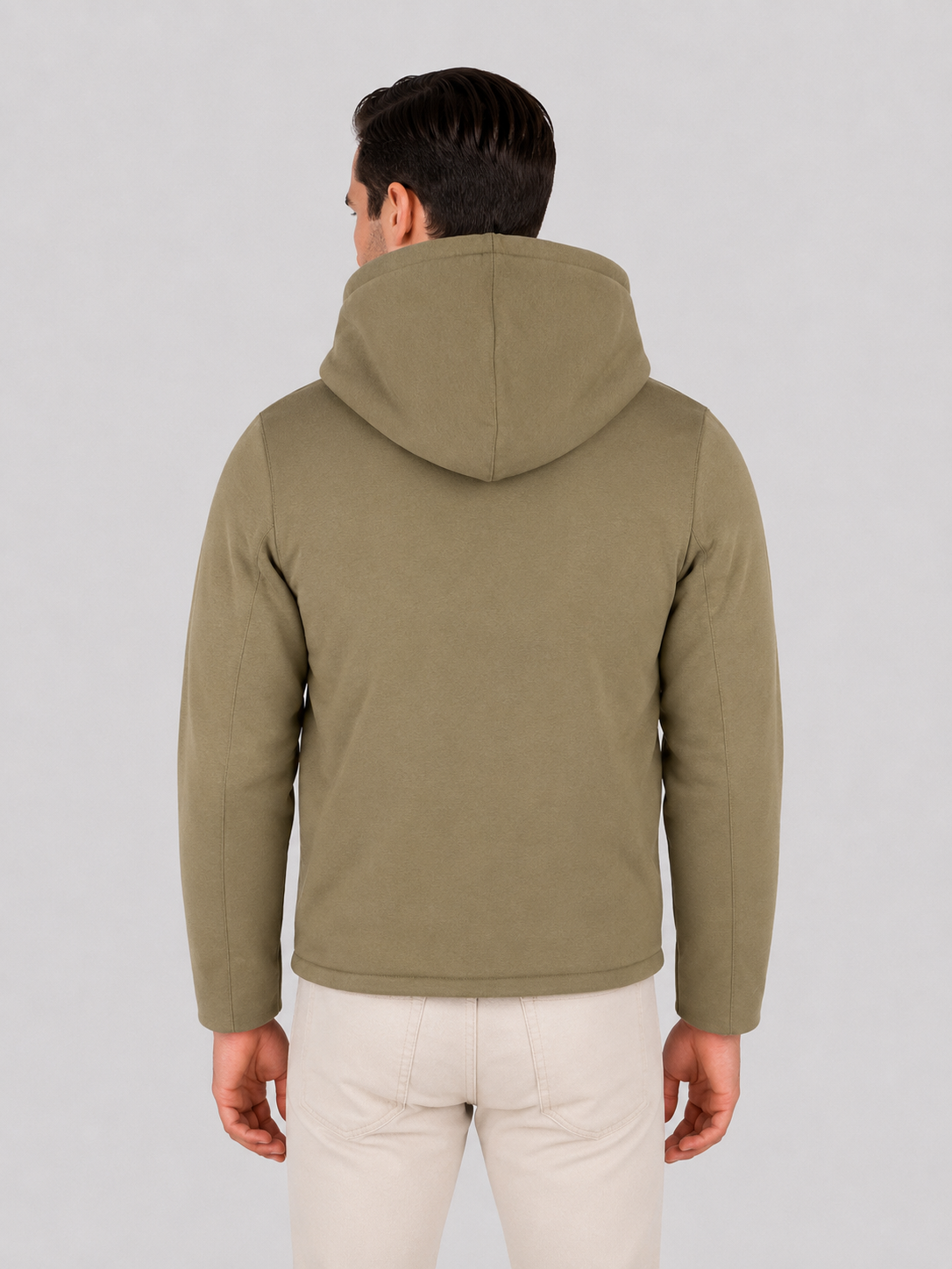 K-Way Giacca Uomo Jack light spancer fur double Reversibile con Cappuccio GREEN ARMY-FUR