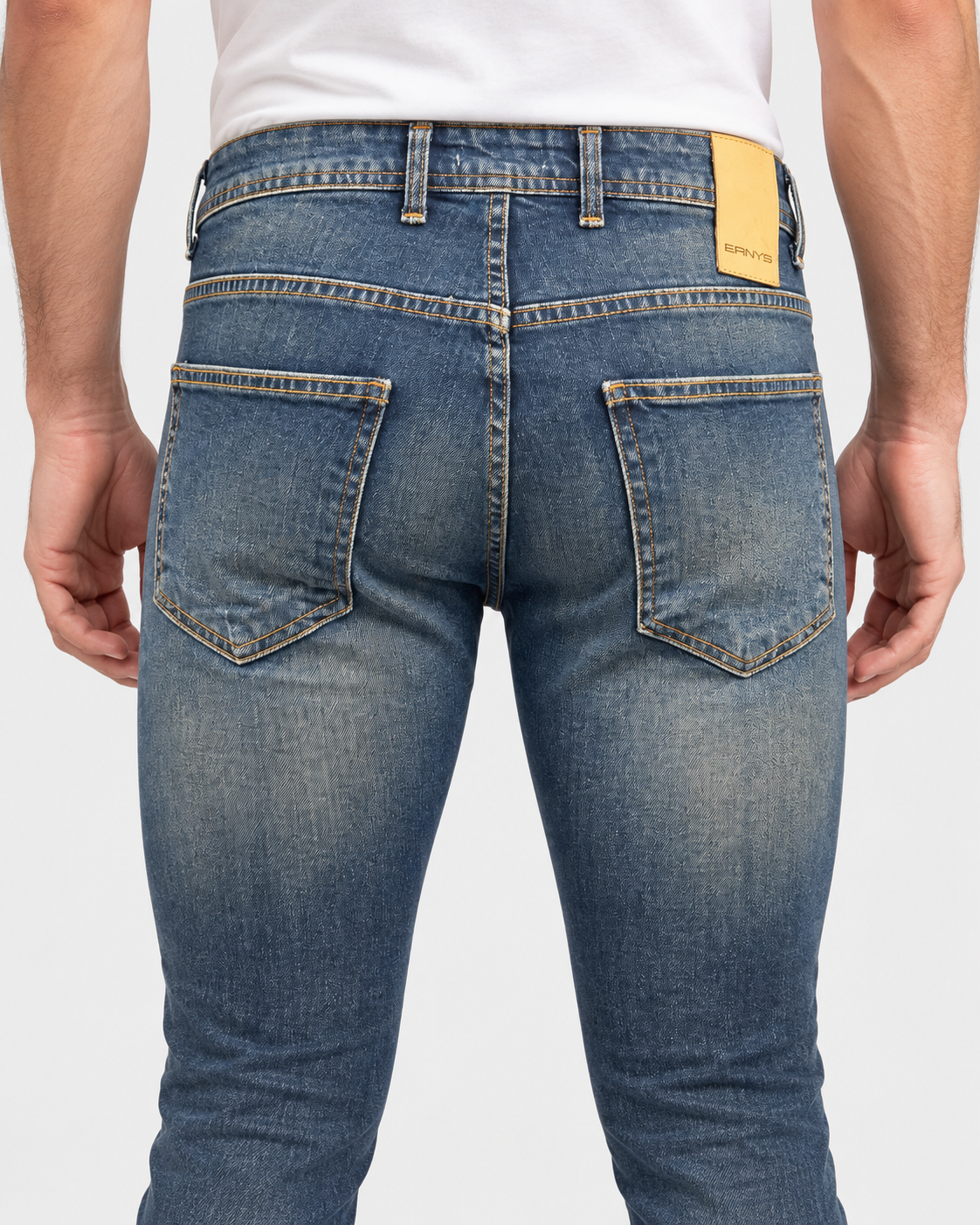 Ernys Jeans uomo blu 5 tasche in cotone stretch