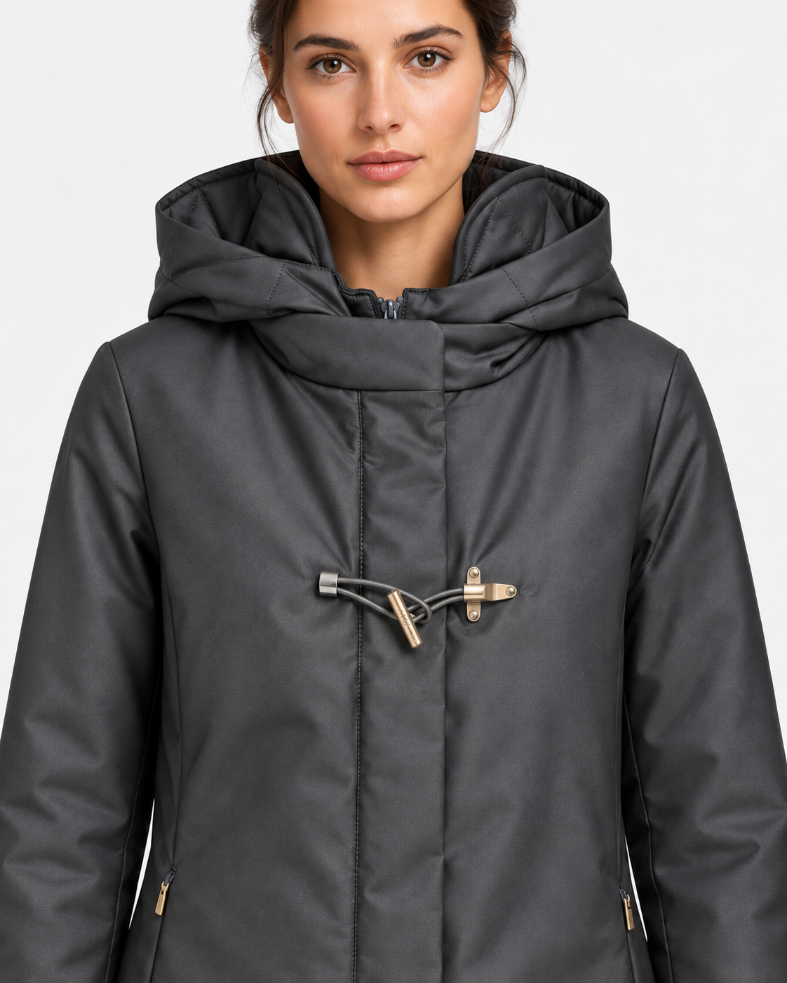 Fay Toggle Coat Donna in Gabardine Tecnico Grigio Antracite
