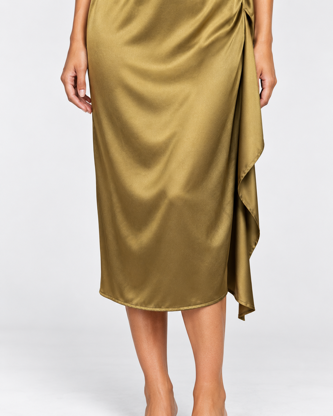 Dixie abito midi donna satinato olio con cintura