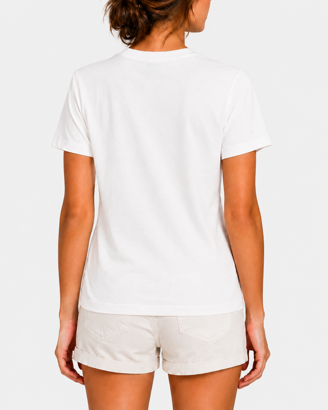 T-shirt Emilie bianca con ricamo cherry martini  strass