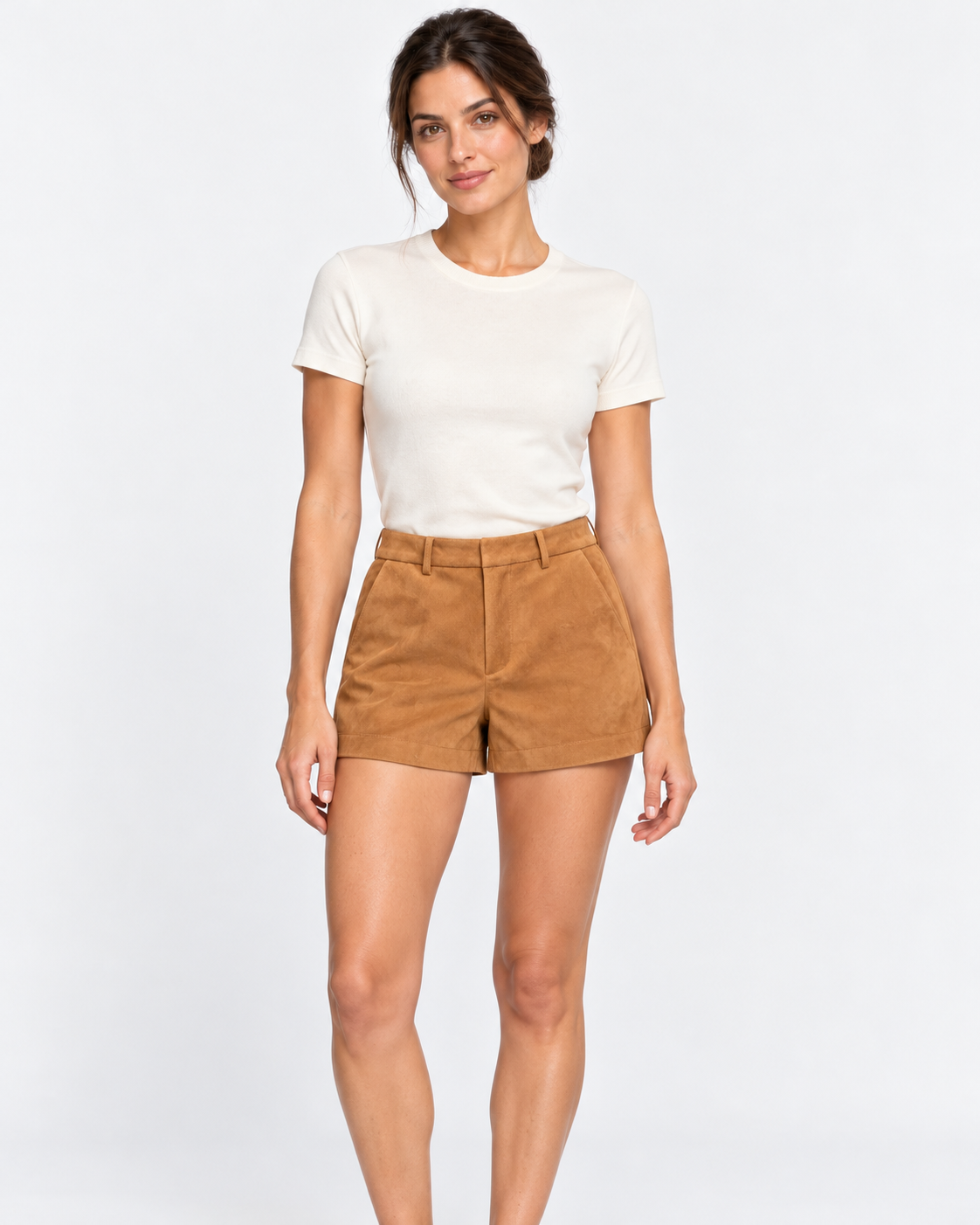 MC2 Saint Barth Pantaloncino Donna Elva Effetto Suede Cammello