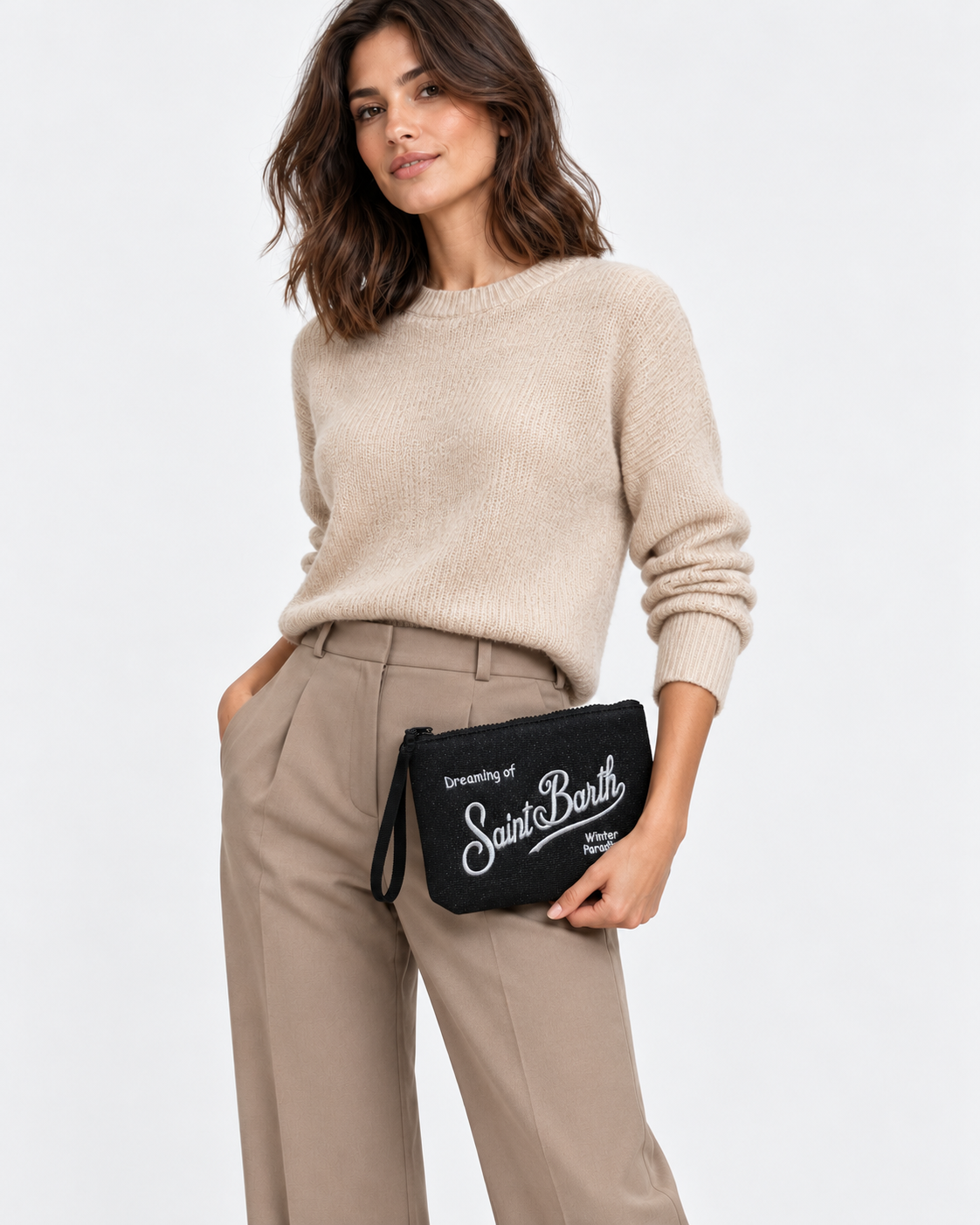 MC2 Saint Barth Pochette Donna Aline Lurex Nera