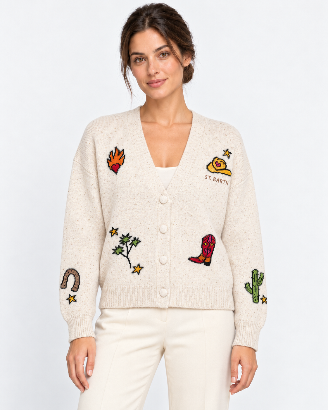 MC2 Saint Barth Cardigan Donna Sasi Donegal Cowgirl Panna