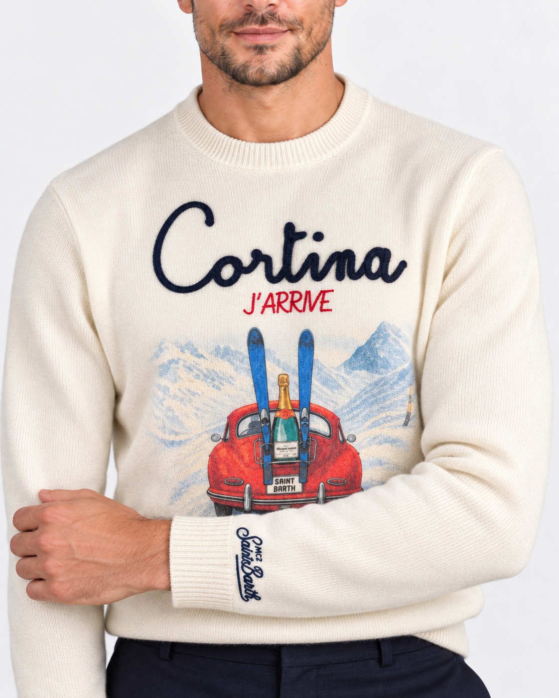 MC2 Saint Barth Maglia Uomo Cortina J’Arrive Panna