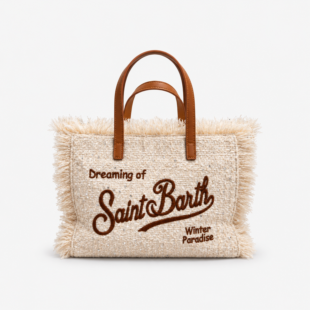 MC2 Saint Barth Borsa Donna Colette Tweed Panna con Mini Paillettes