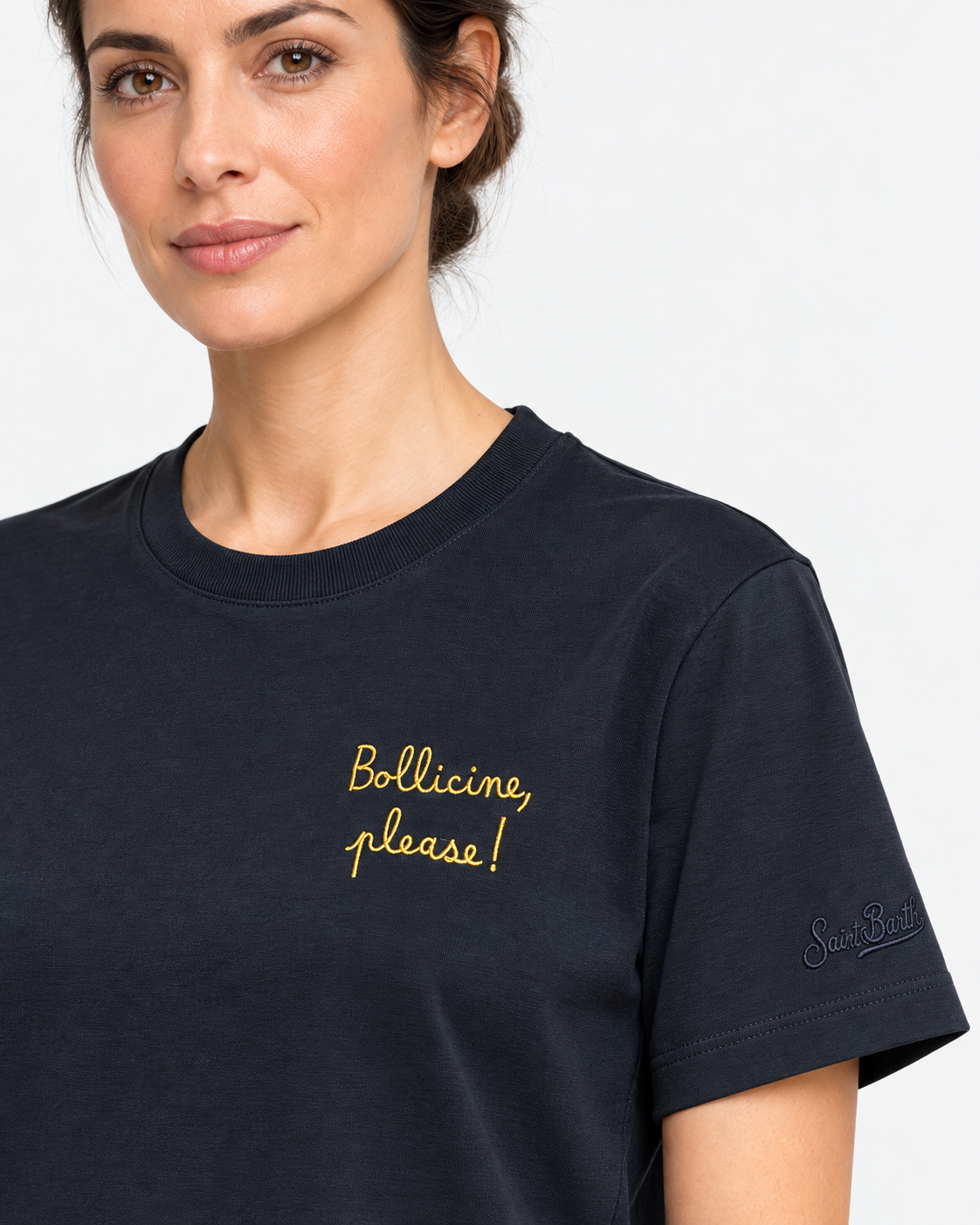 MC2 Saint Barth T-shirt Donna Emilie Bollicine Please in Cotone NERO