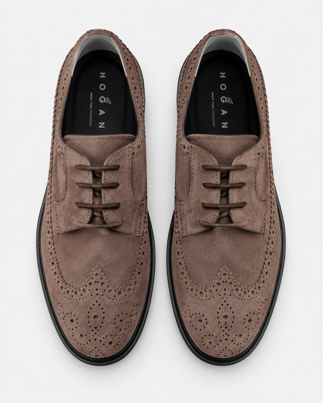 Hogan Scarpe stringate uomo H704 in pelle scamosciata marrone