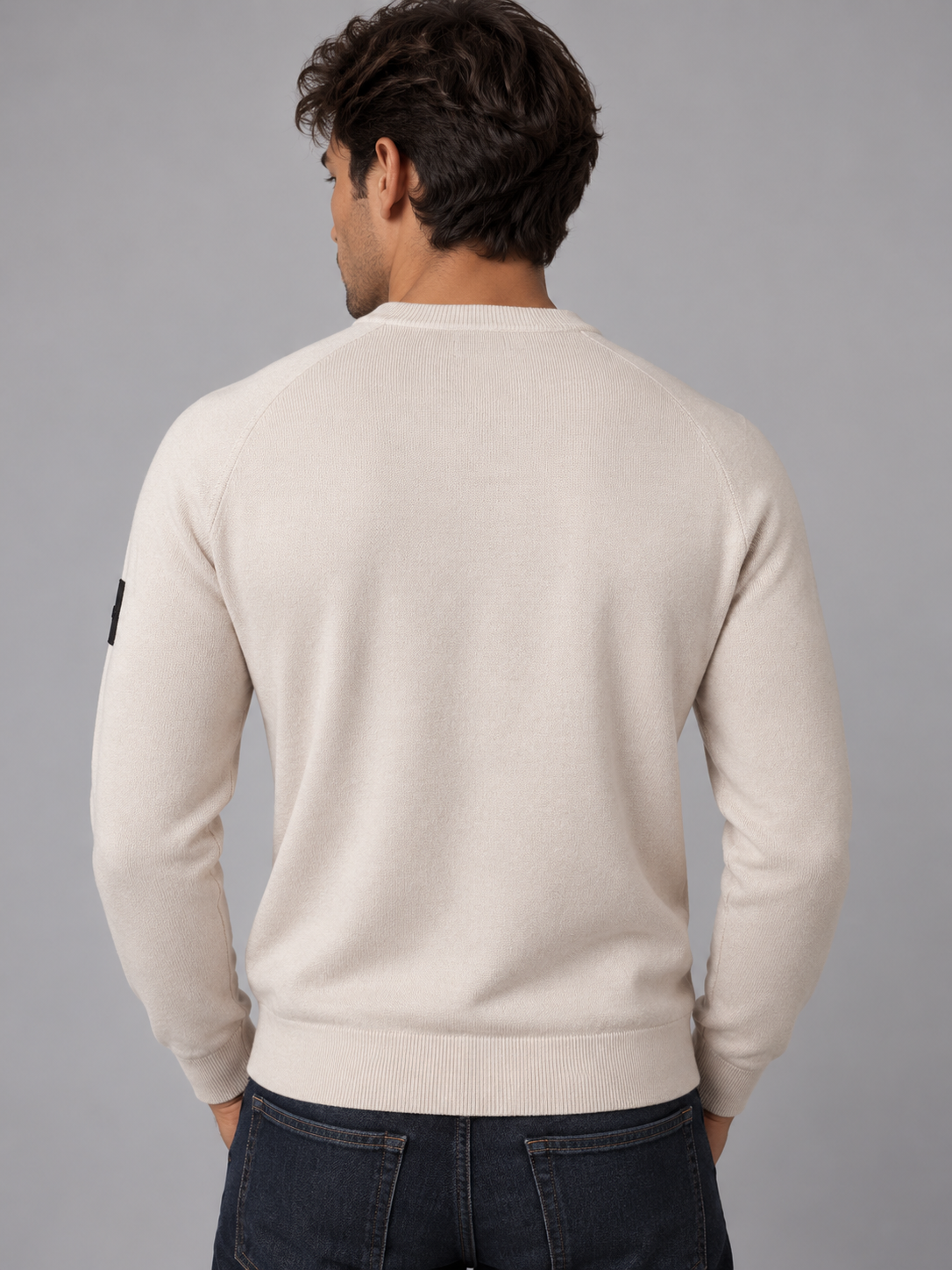 Outhere maglione girocollo uomo woodveil in misto lana off white