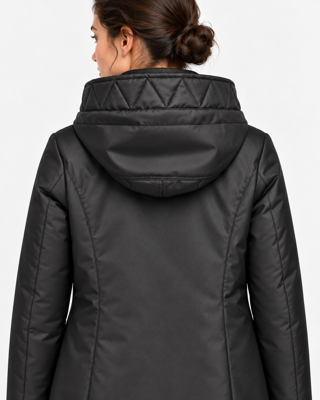 Fay Toggle Coat Donna Nero in Gabardine Tecnico con Cappuccio