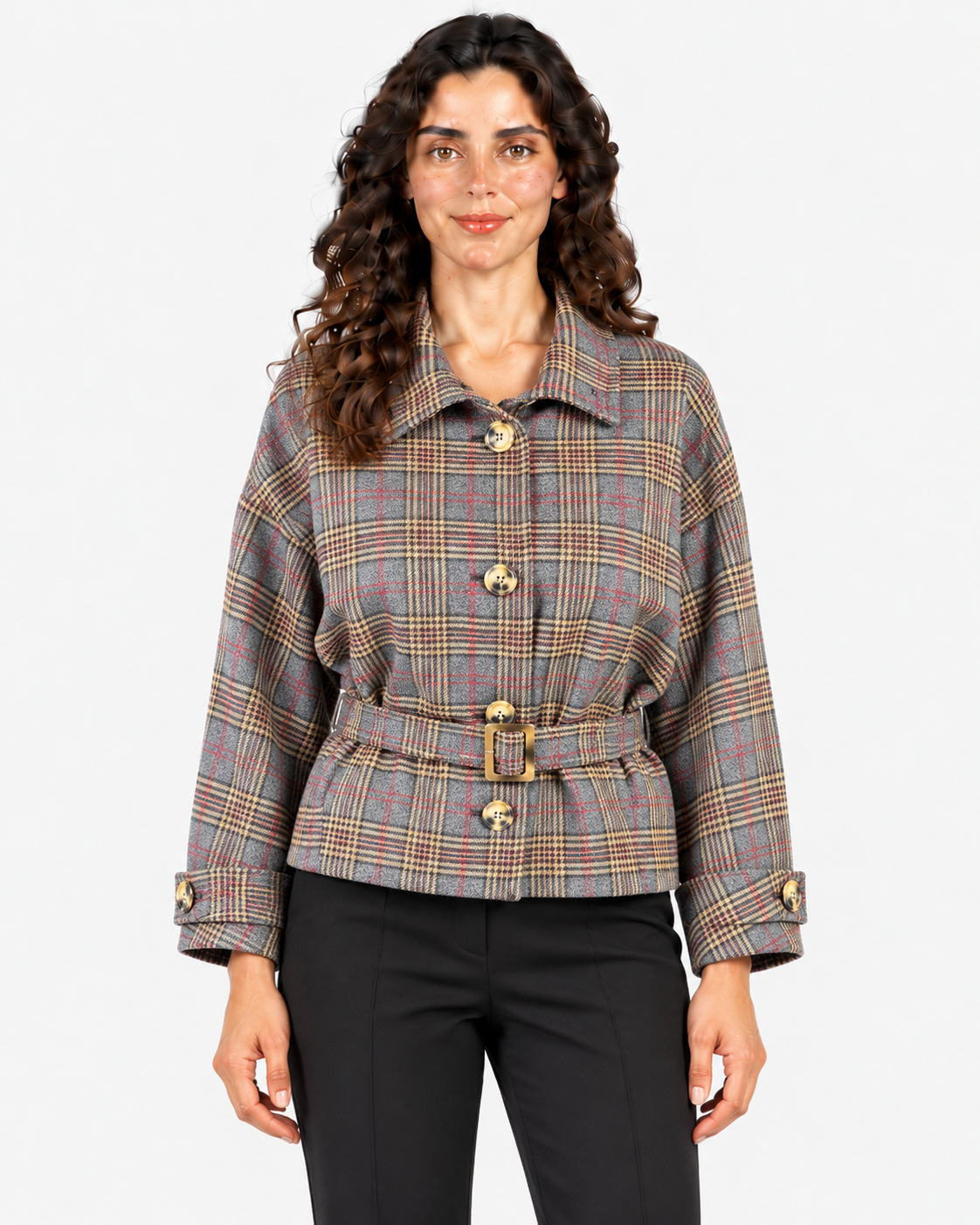 Imperial Giacca Donna Grigio Cammello a Quadri
