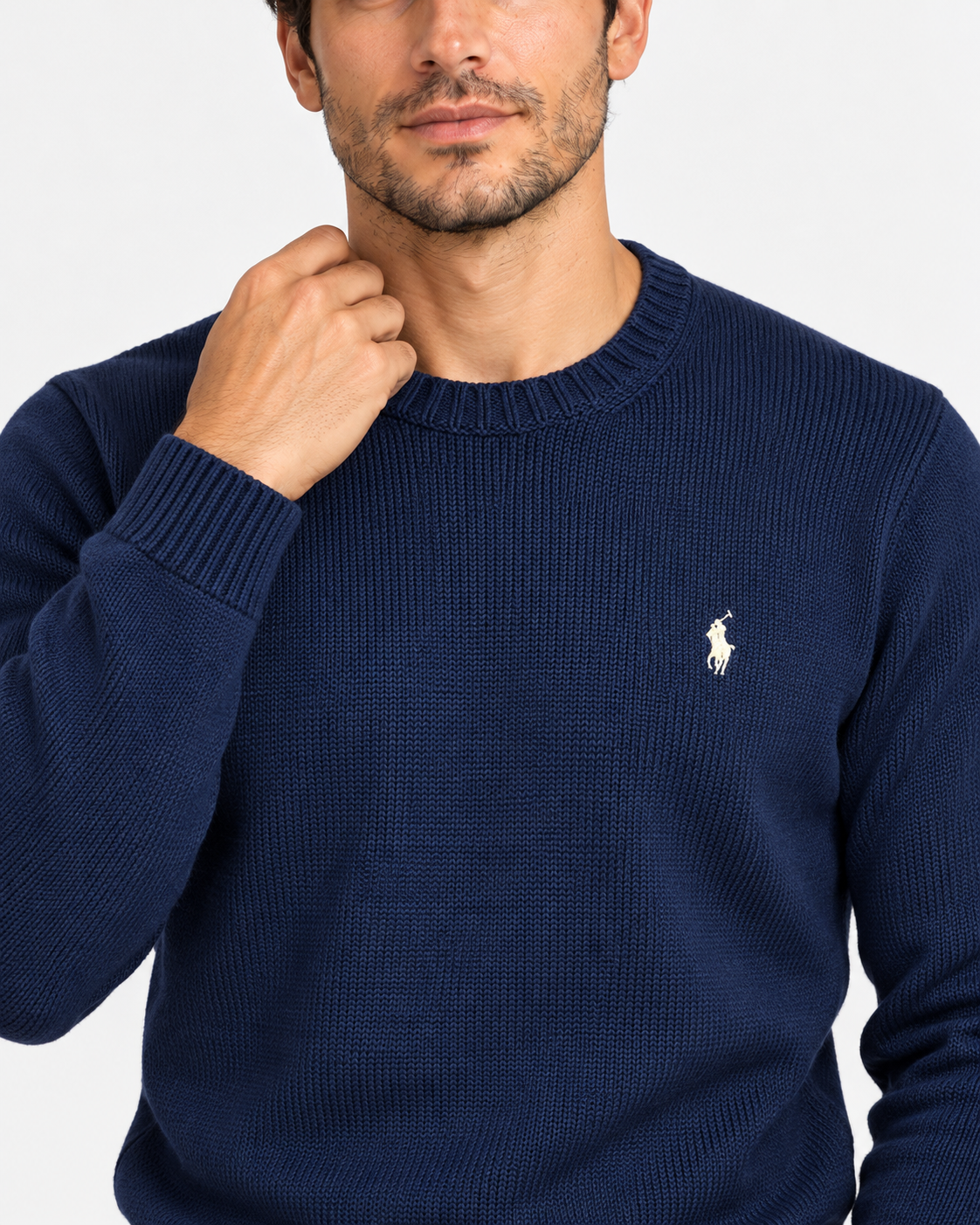 Polo Ralph Lauren Maglione Uomo Girocollo in Cotone Blu