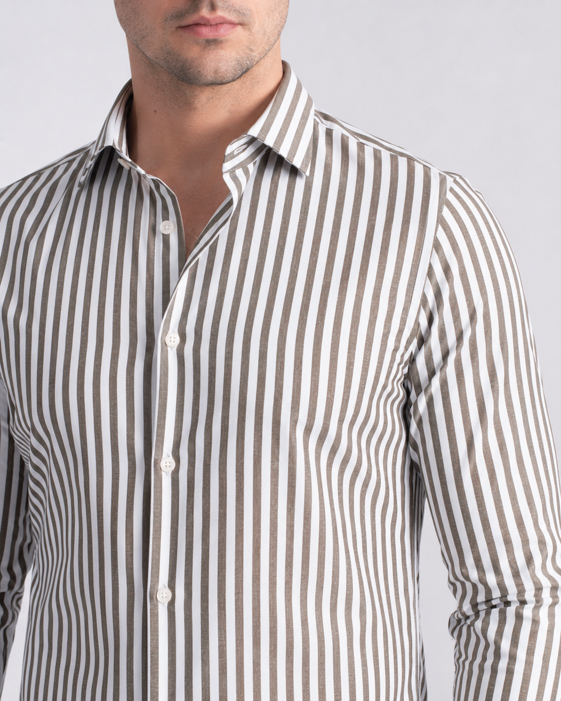 Camicia tecnica a righe brown
