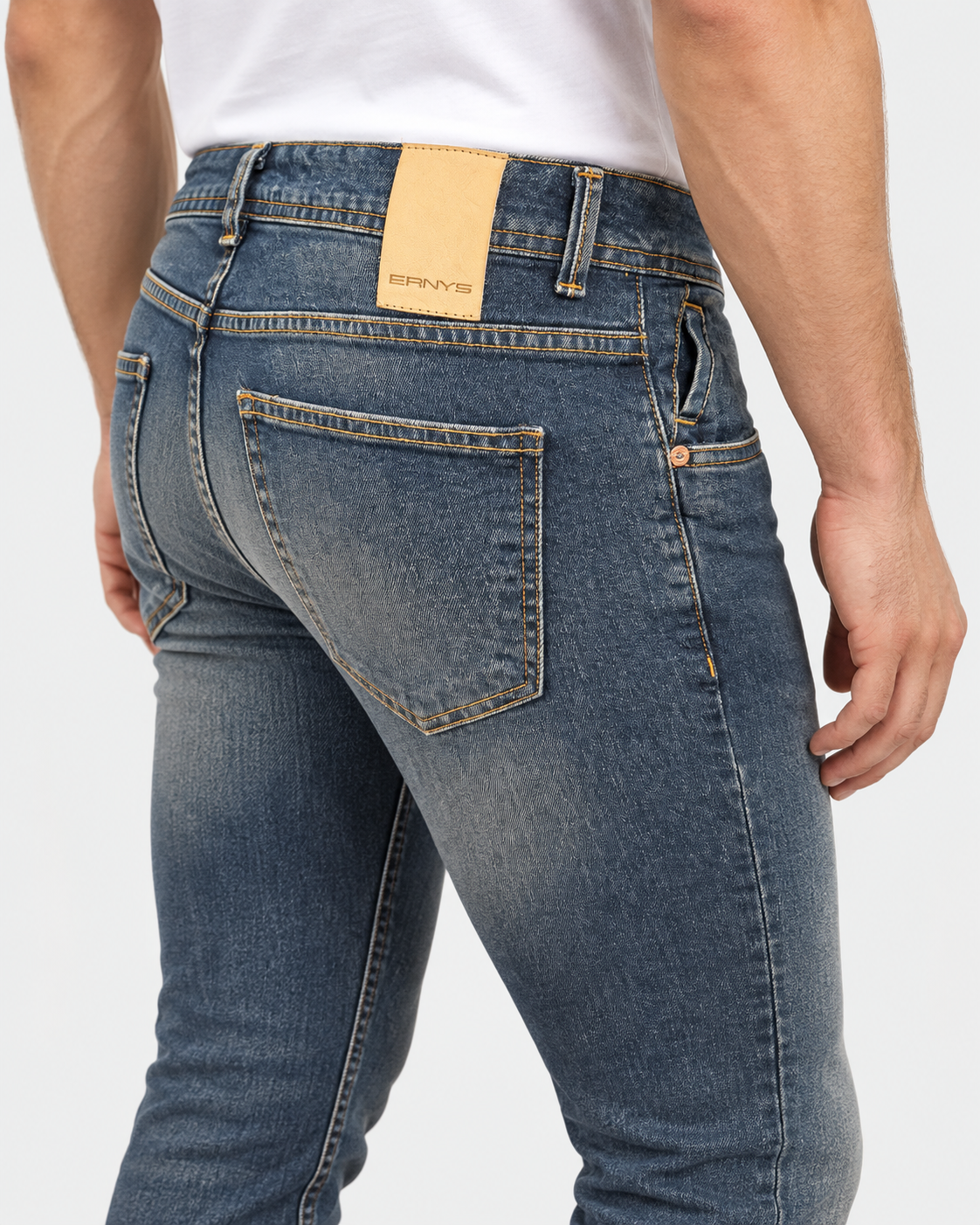 Ernys Jeans uomo blu 5 tasche in cotone stretch