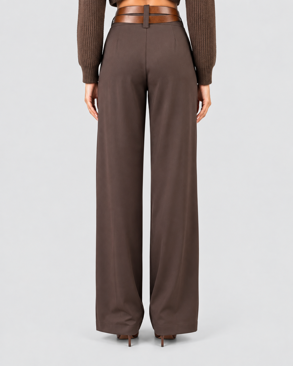 Dixie pantalone donna palazzo marrone con cintura