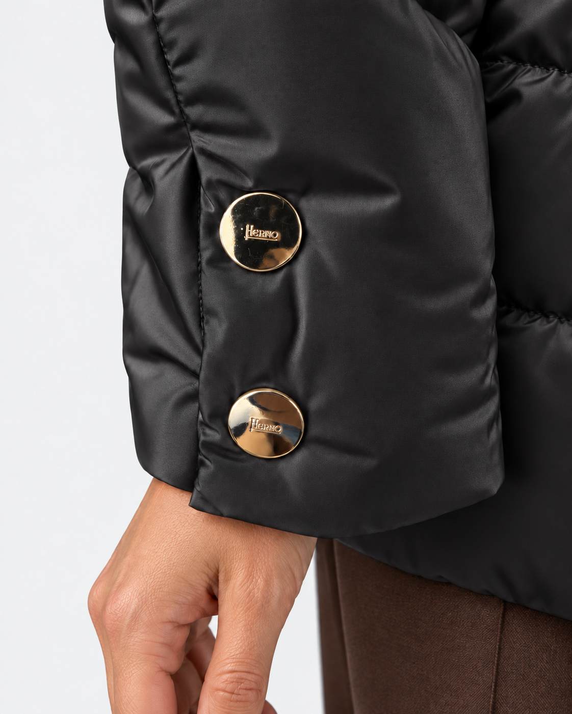 Herno Piumino donna A-shape in satin nero
