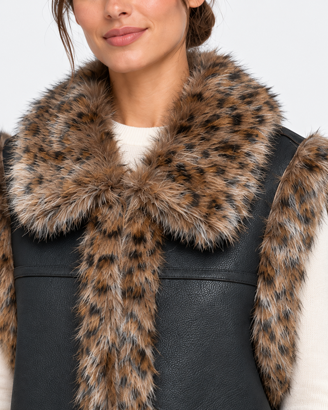 MC2 Saint Barth Gilet Donna Hesketh Nero con Dettagli Animalier